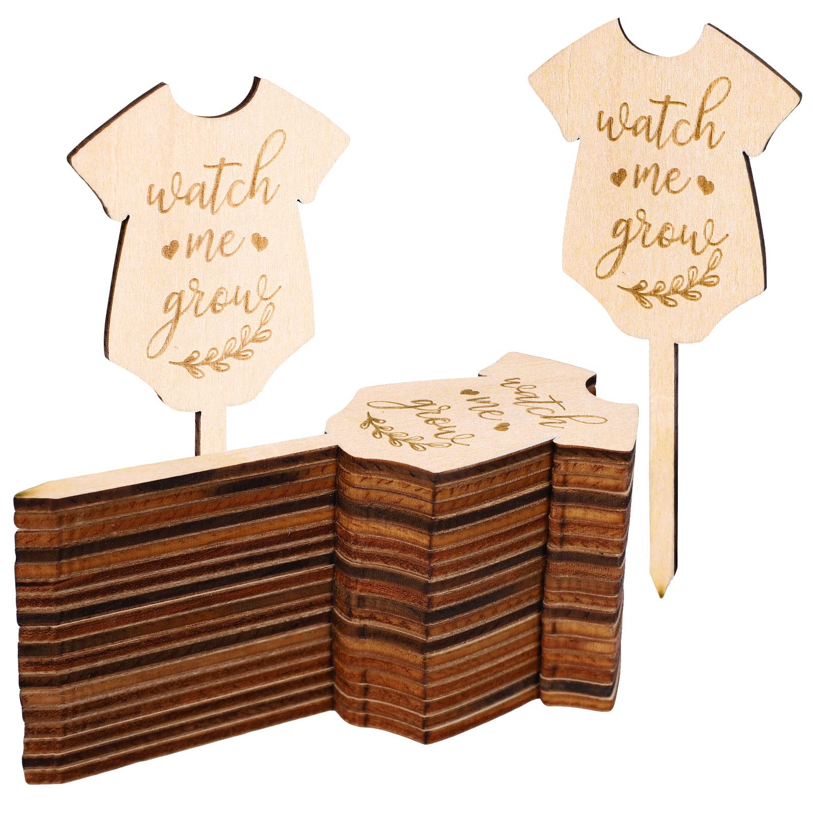 AnyDesign 30Pcs Watch Me Grow Wooden Plant Labels - Baby Shower, Succulent Garden Markers, Seedling Stakes, Teacher Appreciation & Thanksgiving Gifts - Perfect for Indoor Potted Plants, Classroom Projects, and Gardening Enthusiasts