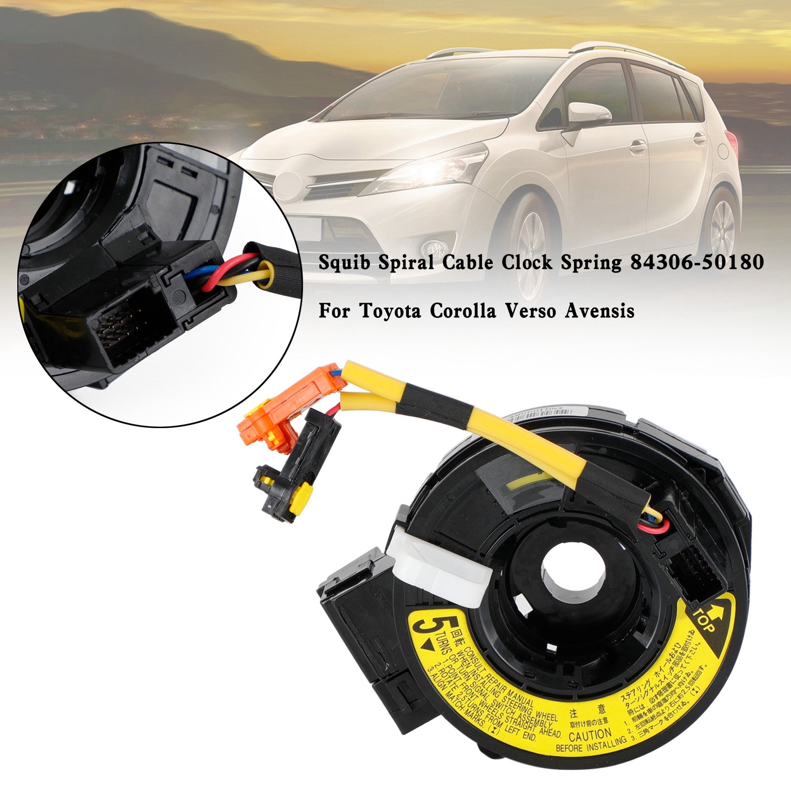 2008 Toyota Avensis AZT25 AZT250 ADT25 CDT250 ZZT250 Squib Spiral Cable Clock Spring 84306-50180 - Airbag Steering Wheel Replacement Part for Safe Driving