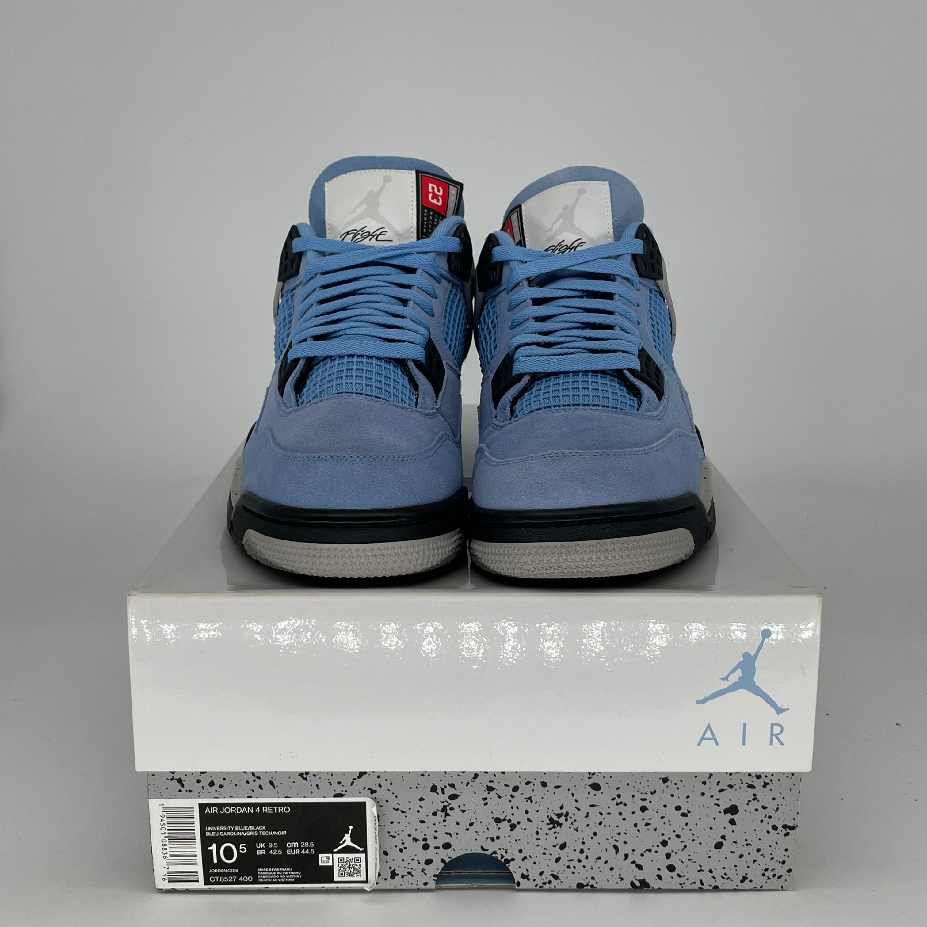 AIR JORDAN 4 UNIVERSITY BLUE Retro Sneakers - Men's Size 10.5/Women's Size 12 - Style Code CT8527-400 - Perfect for Basketball, Streetwear & Sneaker Collection