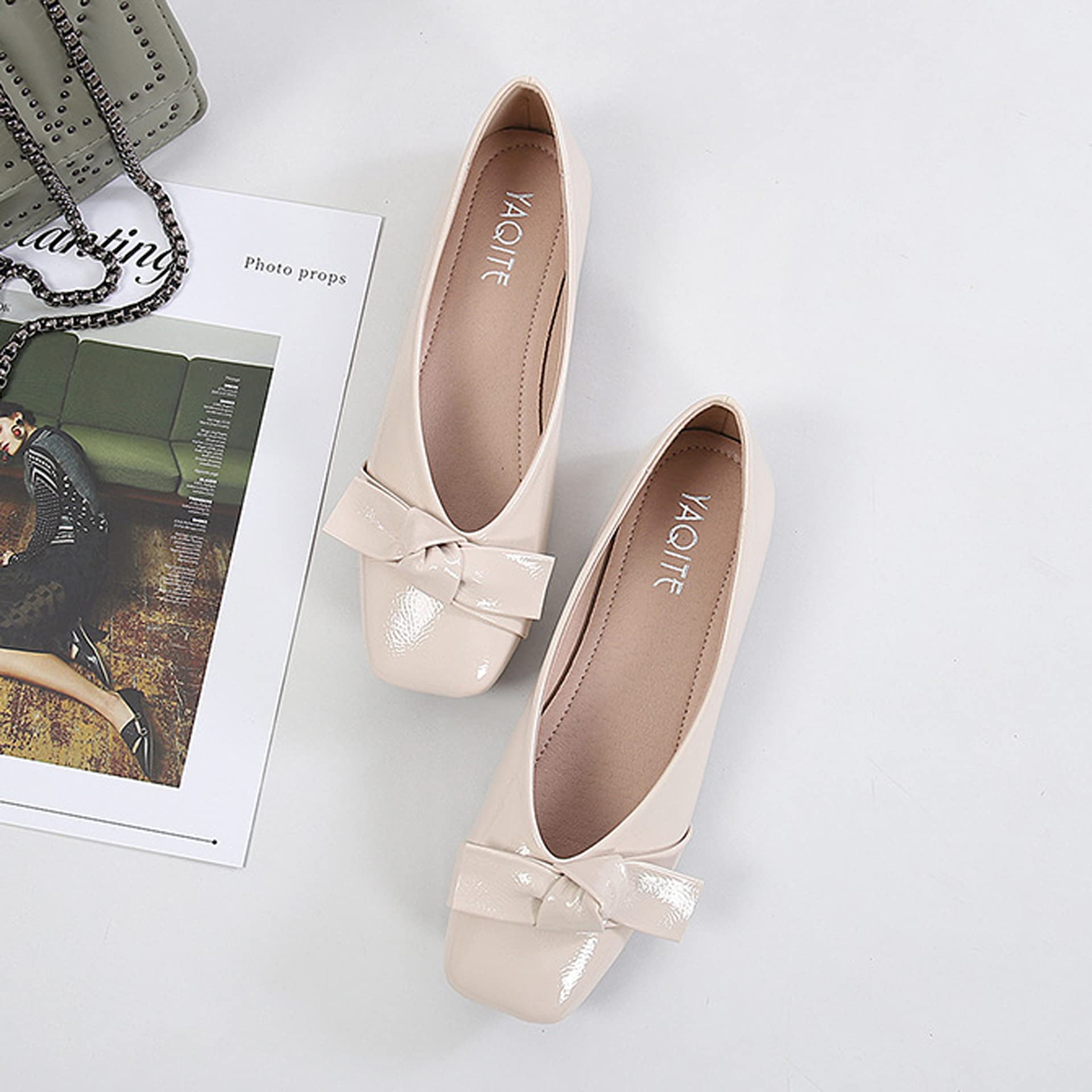 Elegant Women's Bow Knot Ballet Flats - Square Toe Slip-On Flat Shoes for Casual, Party & Wedding Occasions | Perfect for Office, Date Night and Special Events