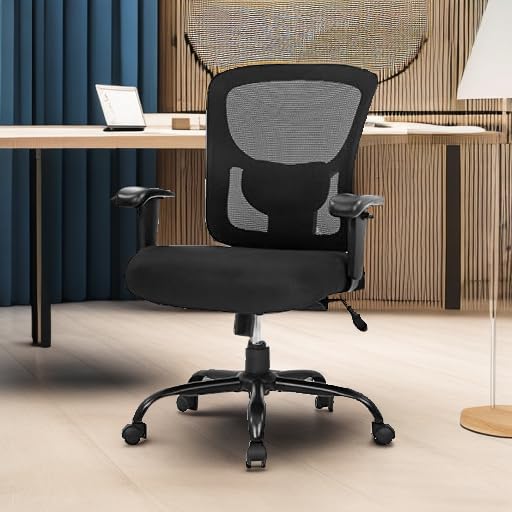 BestOffice Big and Tall Office Chair - 500lbs Capacity Ergonomic Mesh Computer Chair with Lumbar Support, Wide Seat & High Back - Executive Desk Chair for Home Office (Black) - Perfect for Long Work Hours, Gaming, and Remote Work