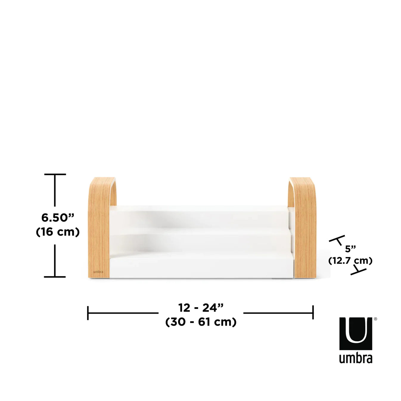 Bellwood 3 Tier Spice Shelf Organizer - White/Natural Wooden Spice Rack for Kitchen Cabinet, Pantry & Countertop Storage - Perfect for Organizing Spices, Jars & Small Kitchen Essentials