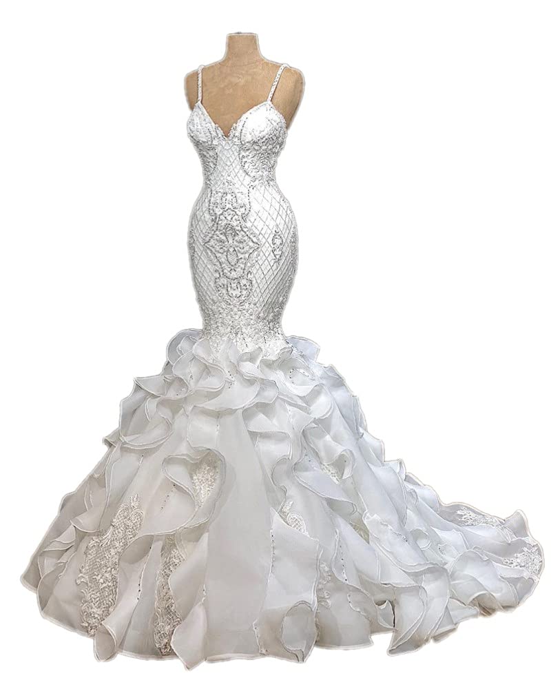 Sparkling V-Neck Sequin Mermaid Evening Gown - Elegant Organza Prom Dress for Pageant, Formal Ball & Shower Party - Long Sleeve Glamorous Ballgown for Special Occasions & Red Carpet Events