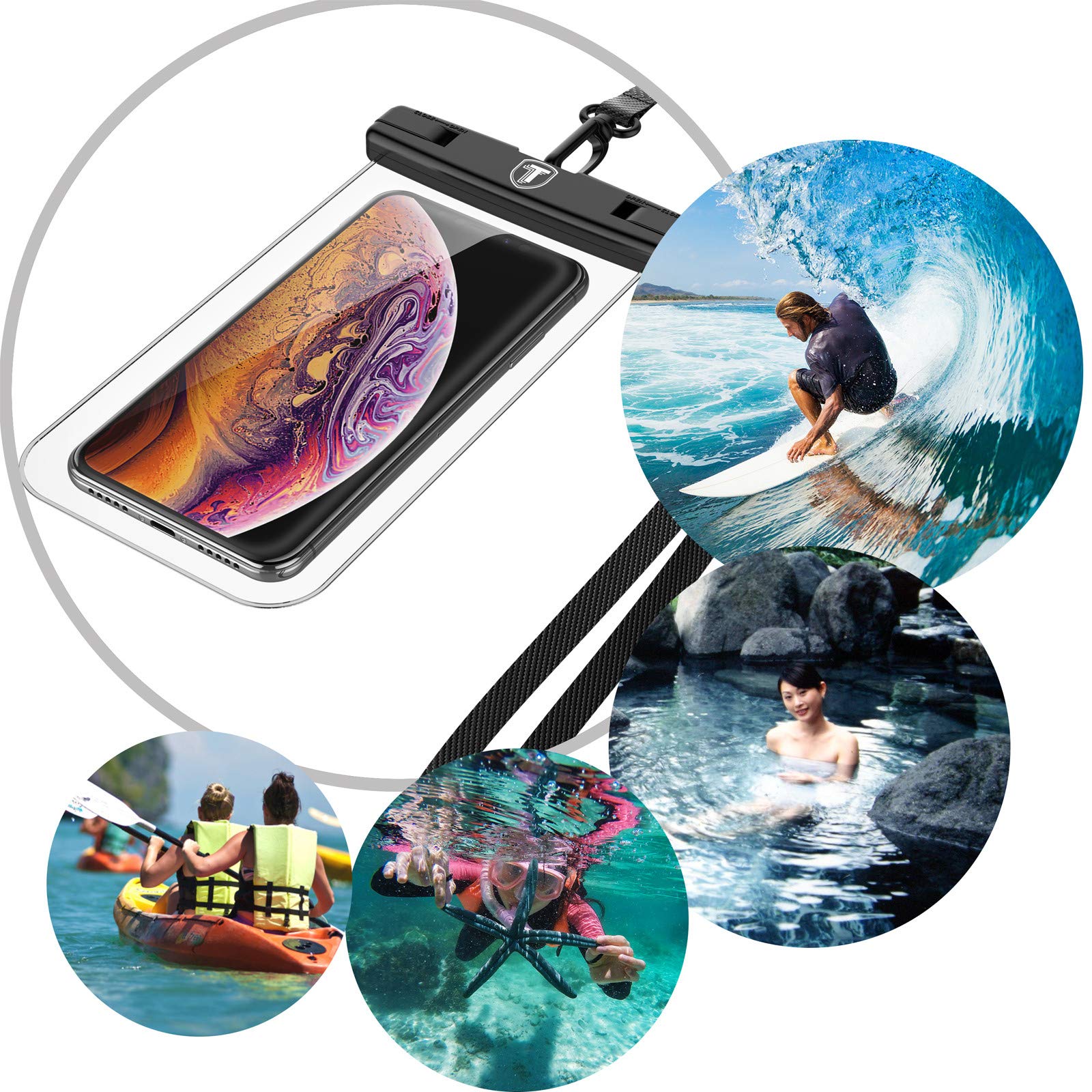 Waterproof Phone Pouch for Motorola Moto G Power/G Stylus/G Play/G Fast/G7/G6/G5/E 2020/E6/E5/Z4/Z3 - Underwater Dry Bag with Lanyard (2 Pack) - Perfect for Beach, Swimming, Kayaking & Outdoor Activities