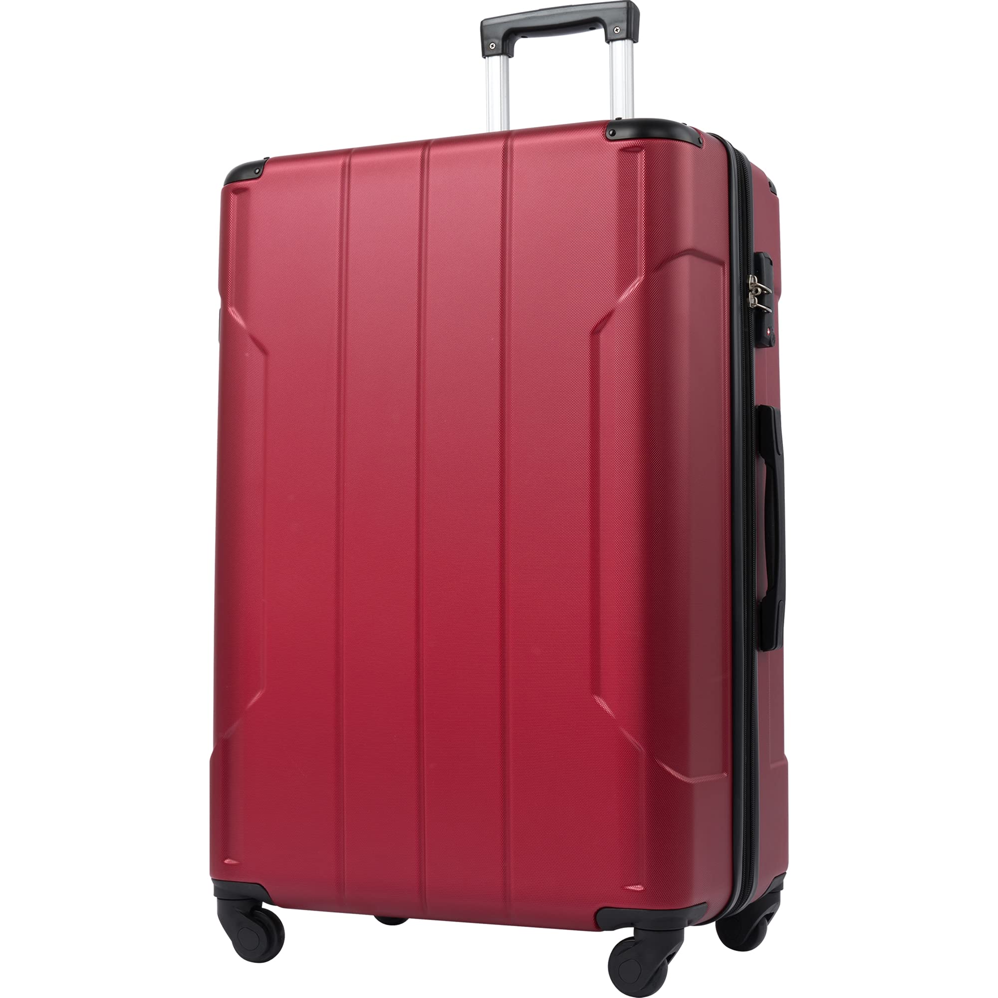 24 Inch Lightweight Hardshell Spinner Luggage with TSA Lock & Expandable Feature - Durable Red Carry-On Suitcase for Travel, Business Trips & Vacation Packing