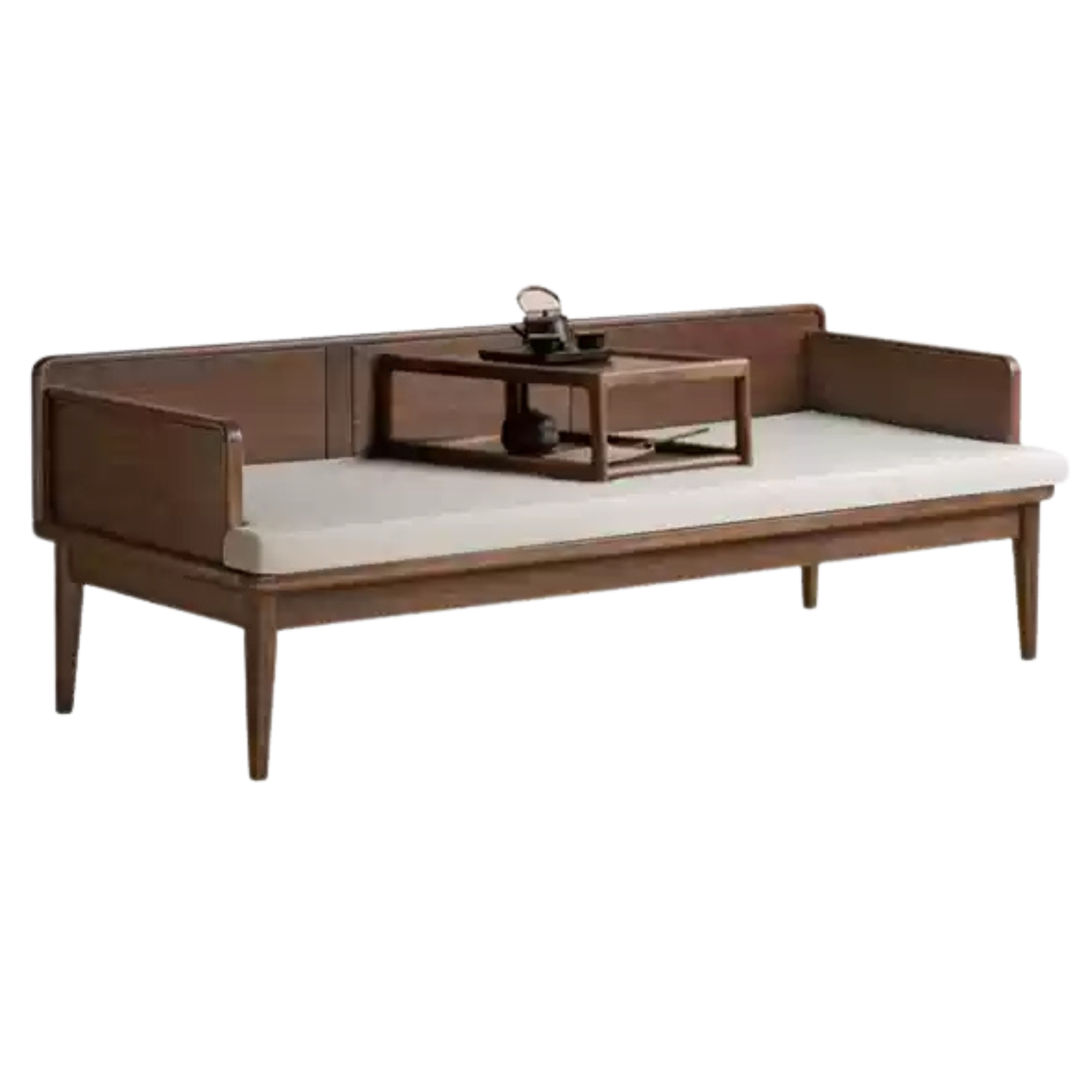 78.7x31.4x27.5 inch / 200x80x70 cm / Rich Dark Walnut color / black walnut mat with beige upper seat