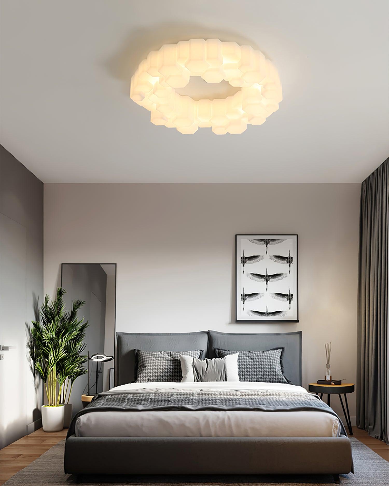 Modern Honeycomb Ceiling Light Fixture - Hexagon LED Pendant Lighting for Living Room, Bedroom & Dining Room - Stylish Home Decor & Ambient Lighting Solution