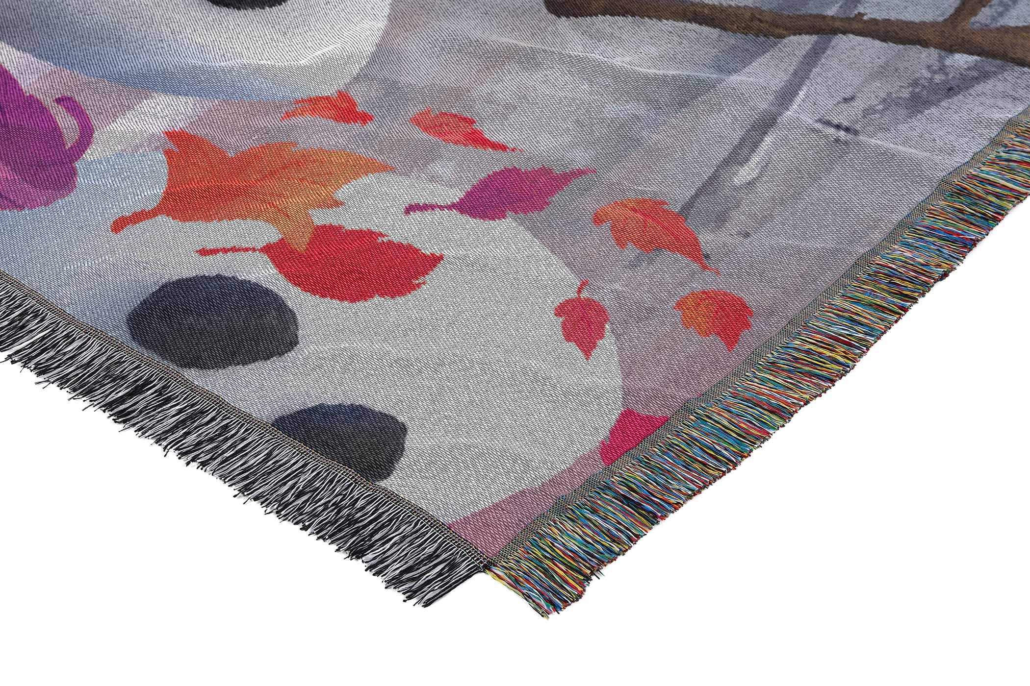 Northwest Frozen Woven Tapestry Throw Blanket 48x60 Inches - In The Leaves Design - Cozy Winter Blanket for Couch, Bed, Sofa & Home Decor