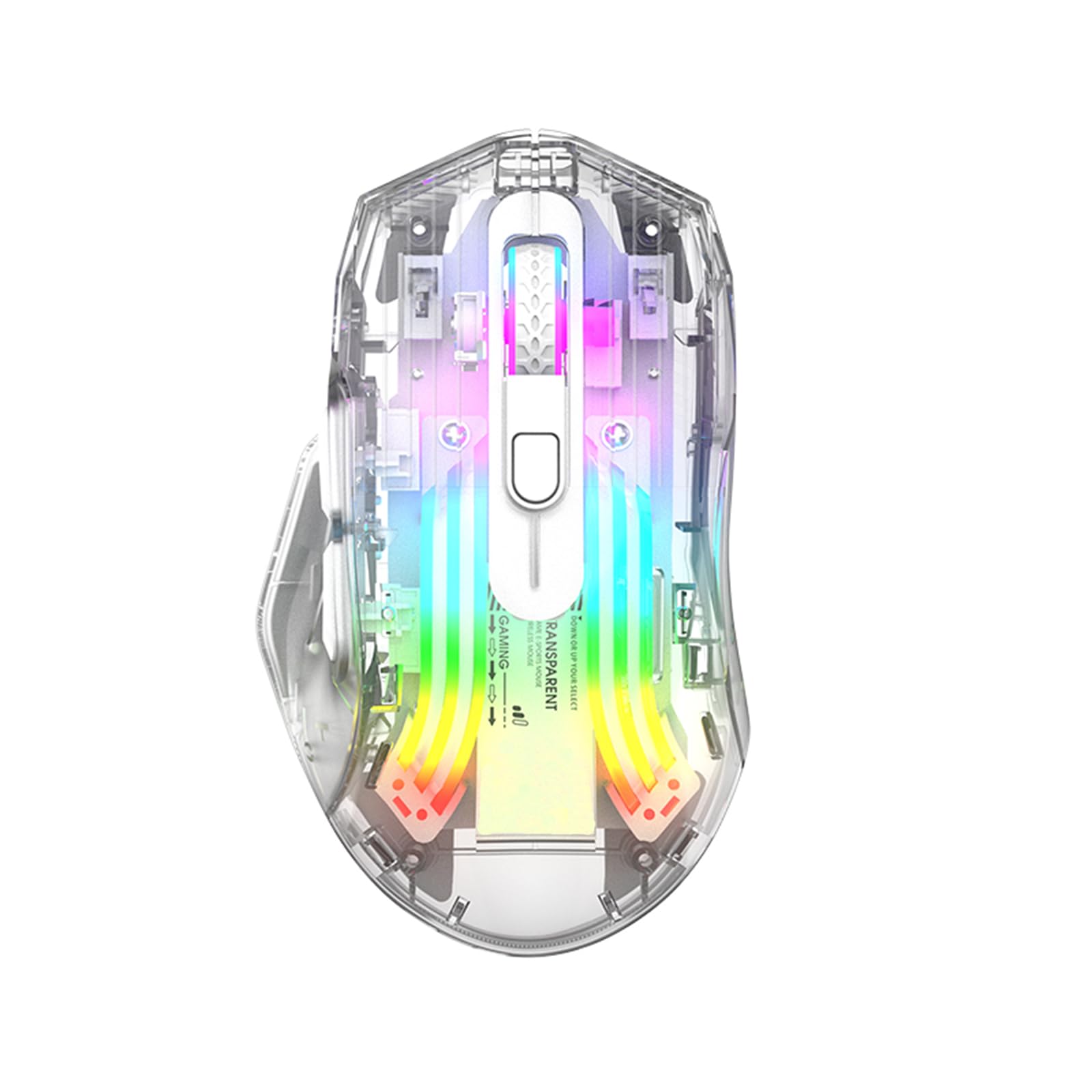 Zienstar Wireless Gaming Mouse - Transparent Crystal Shell, Tri-Mode (USB/2.4G/Bluetooth), Silent Click, Rechargeable, RGB Backlit for PC, Laptop, Mac - Perfect for Gaming, Office & Home Use