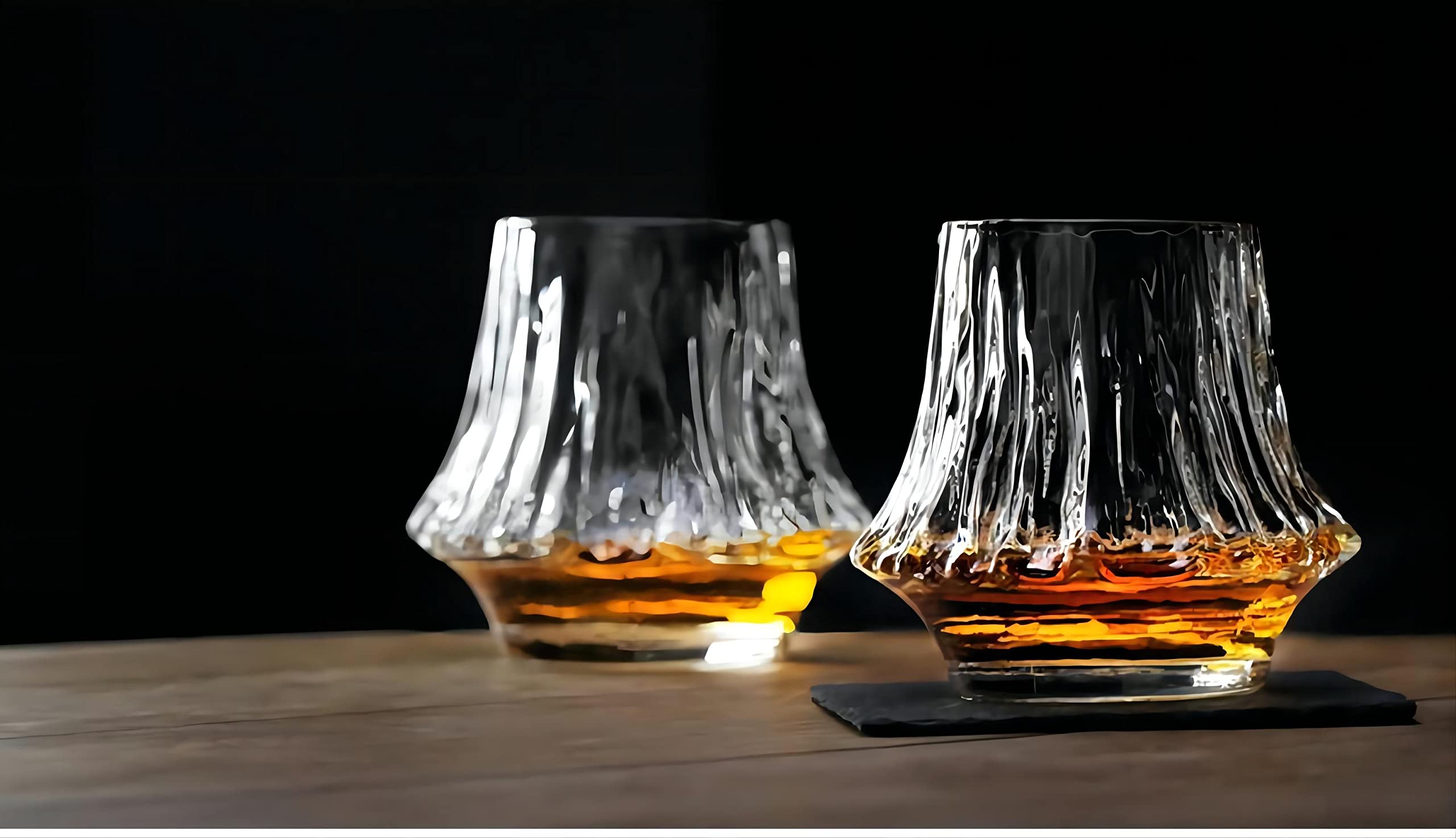 Premium Mt. Fuji Rock Glasses Set of 6 - Japanese Whiskey Tumbler & Beer Glass with Paulownia Wood Gift Box - Perfect for Home Bar, Cocktail Parties & Japanese-Themed Events