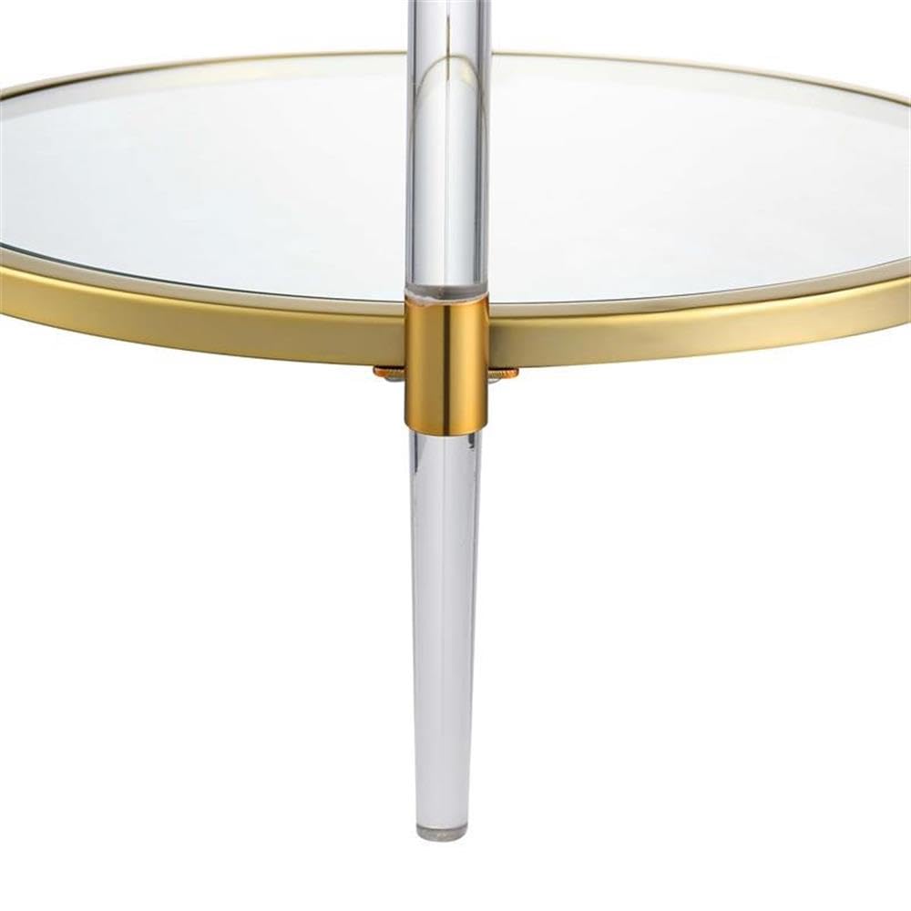 Pemberly Row Two-Tier Modern Glass End Table - Clear & Gold Finish | Perfect for Living Room, Bedroom, or Office Decor