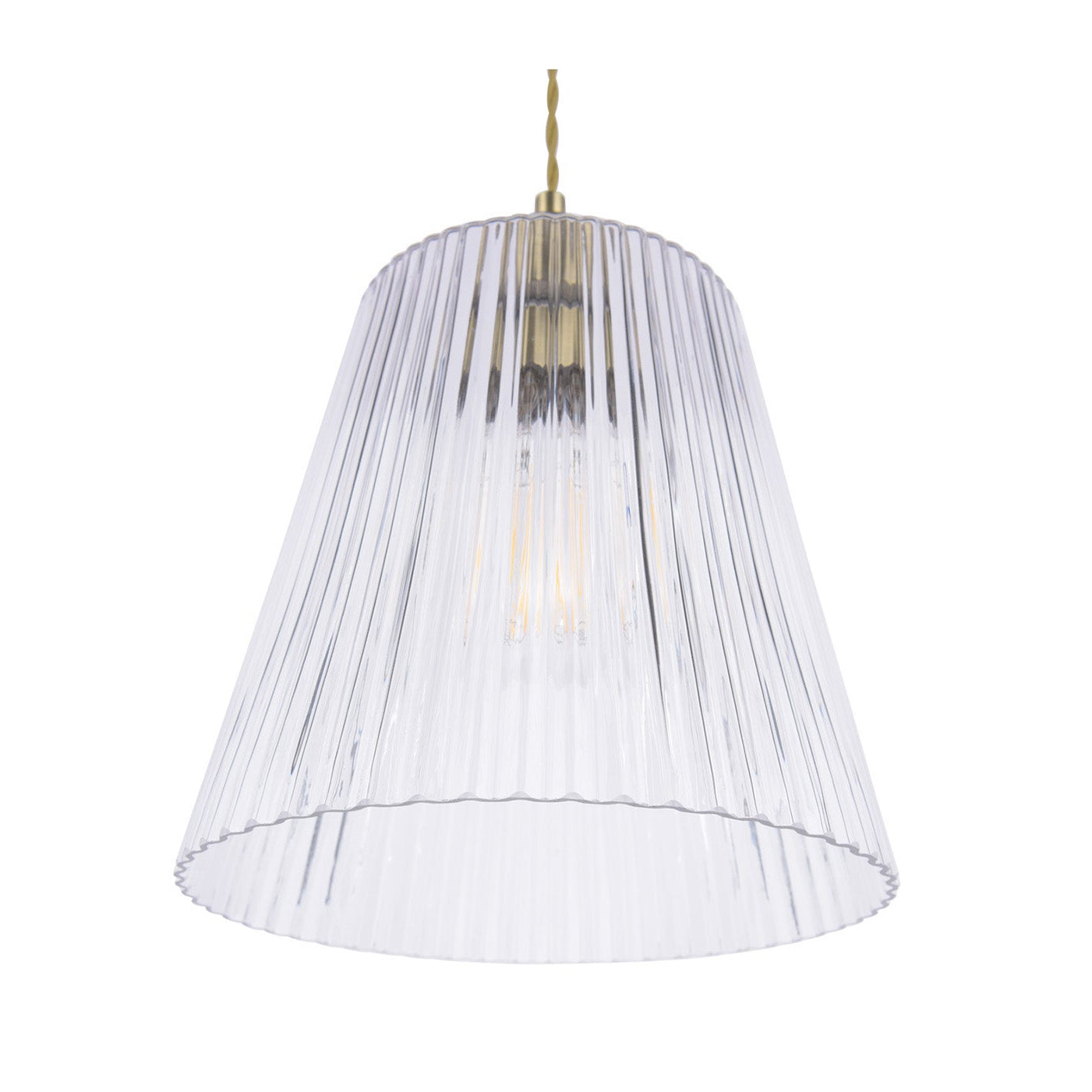 Callaghan Grand Pendant Light - Antique Brass & Ribbed Glass Shade with E27 Socket - Perfect for Dining Room, Kitchen Island, or Entryway Lighting