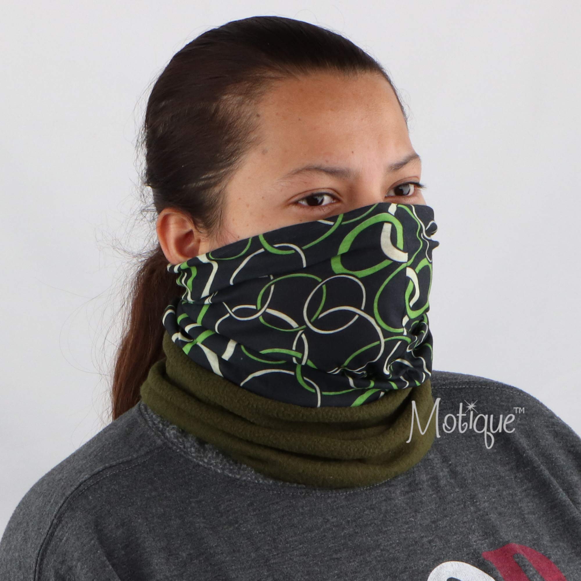 Patterned Neck Gaiter Face Scarf With Fleece Bottom - Warm Winter Accessory for Outdoor Activities, Cycling, Skiing, and Hiking