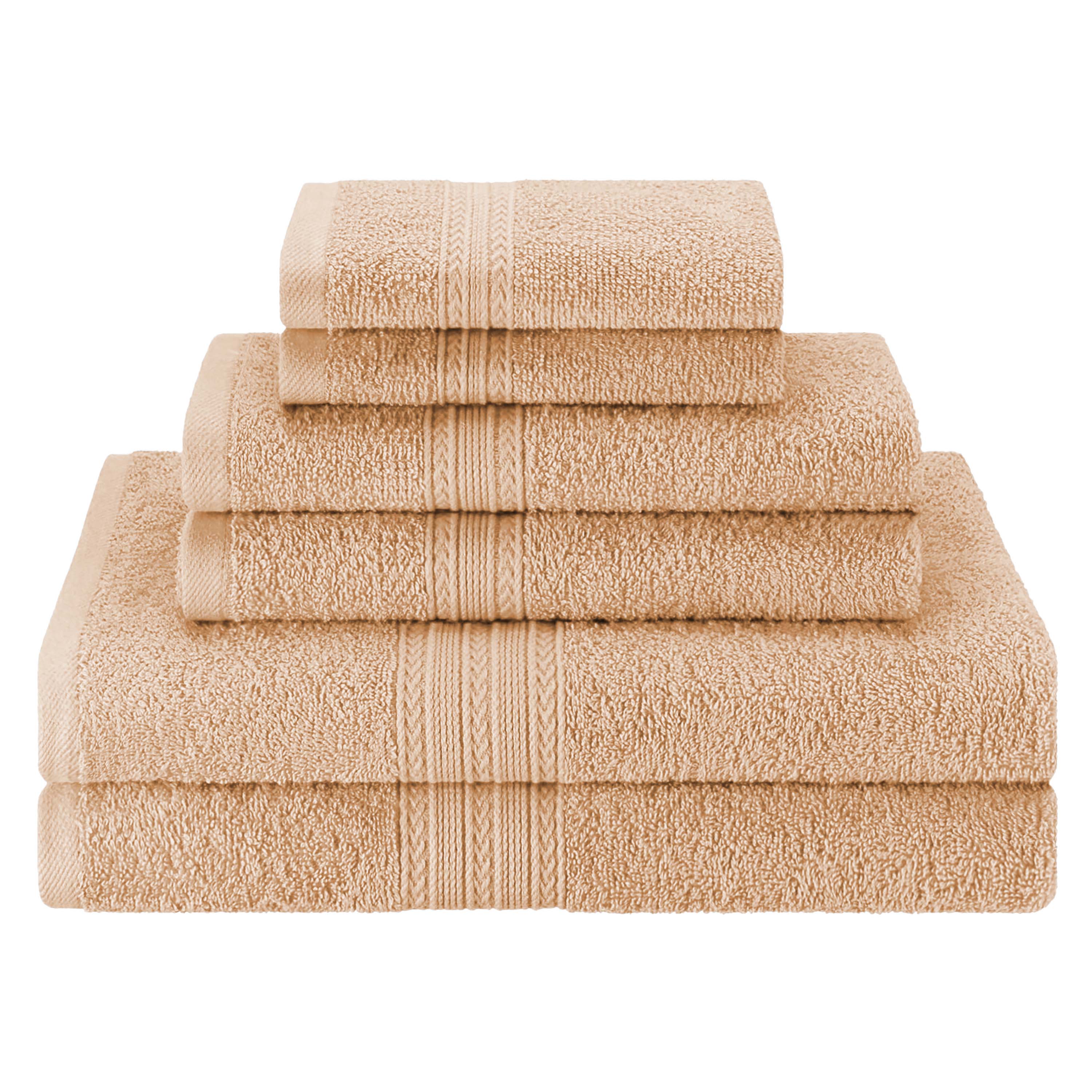 Premium 6-Piece Eco-Friendly Cotton Ring Spun Bath Towel Set - Soft, Absorbent & Sustainable for Spa, Gym, and Luxury Bathroom Use