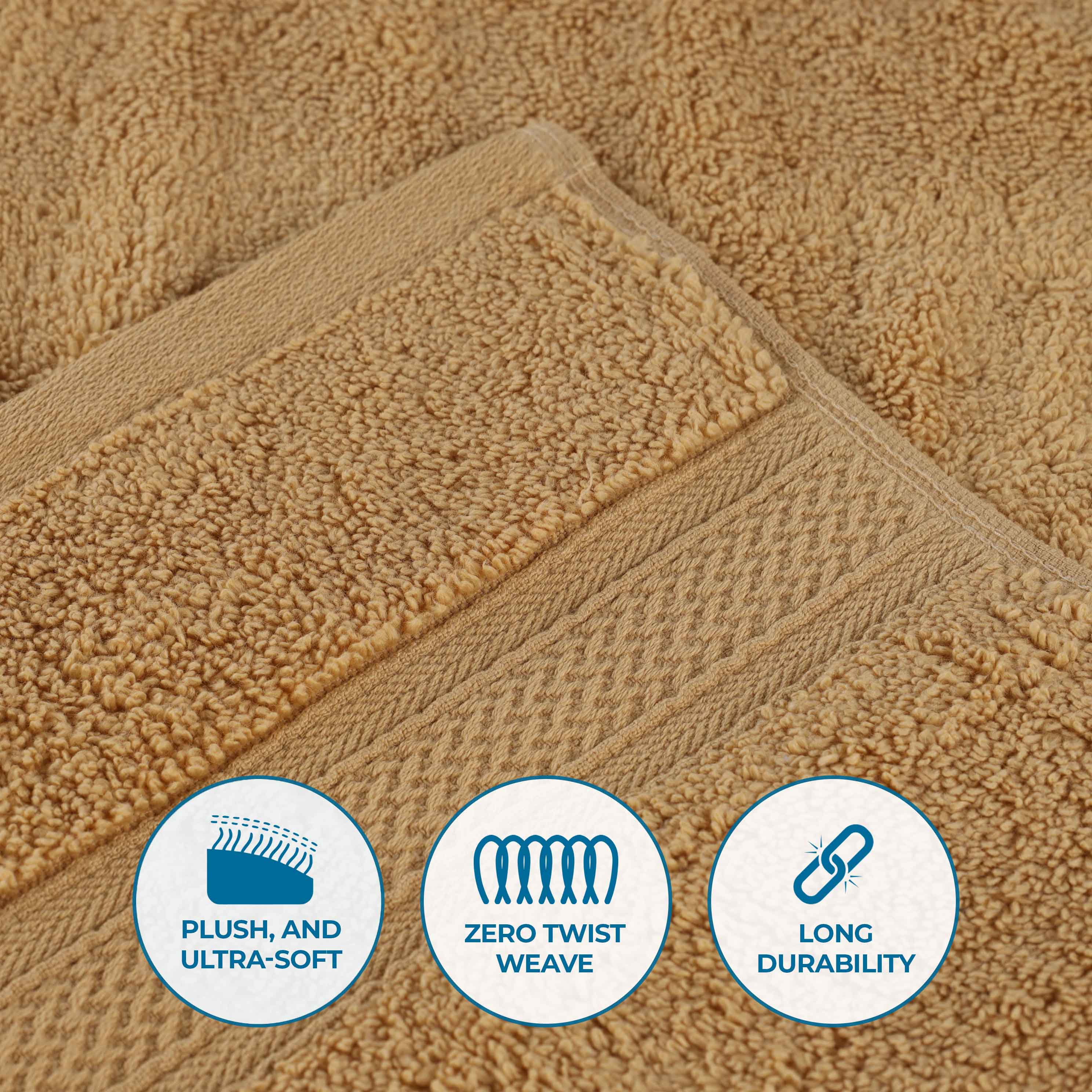 Premium Zero Twist Cotton Bath Towel Set of 2 - Ultra Soft Solid & Jacquard Chevron Design for Luxury Bathroom & Spa Experience