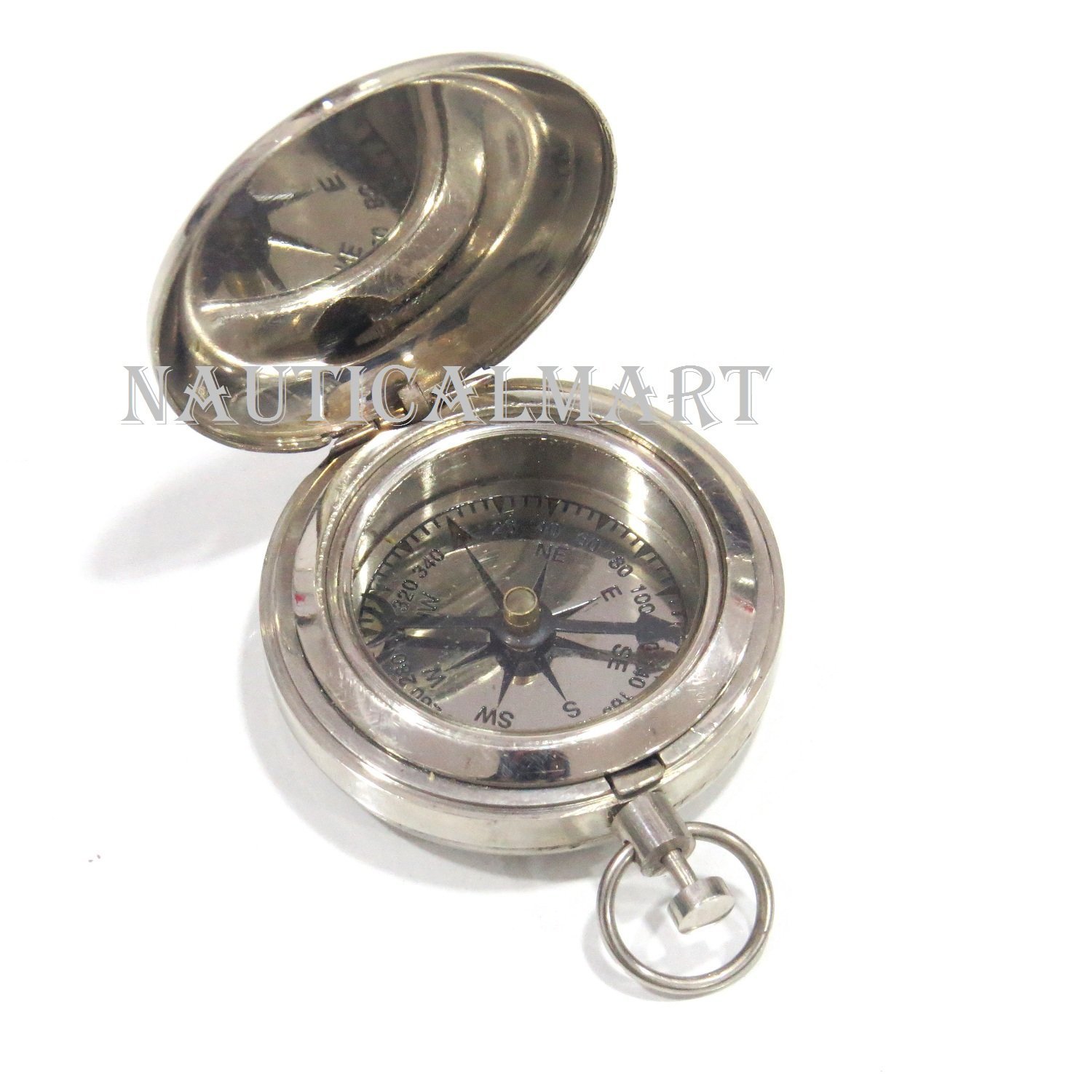 NauticalMart NM092514A Chrome Pocket Compass with Push Button - Pirate Style Navigation Tool (Case Pack of 30) - Perfect for Outdoor Adventures, Nautical Decor, and Pirate Themed Parties