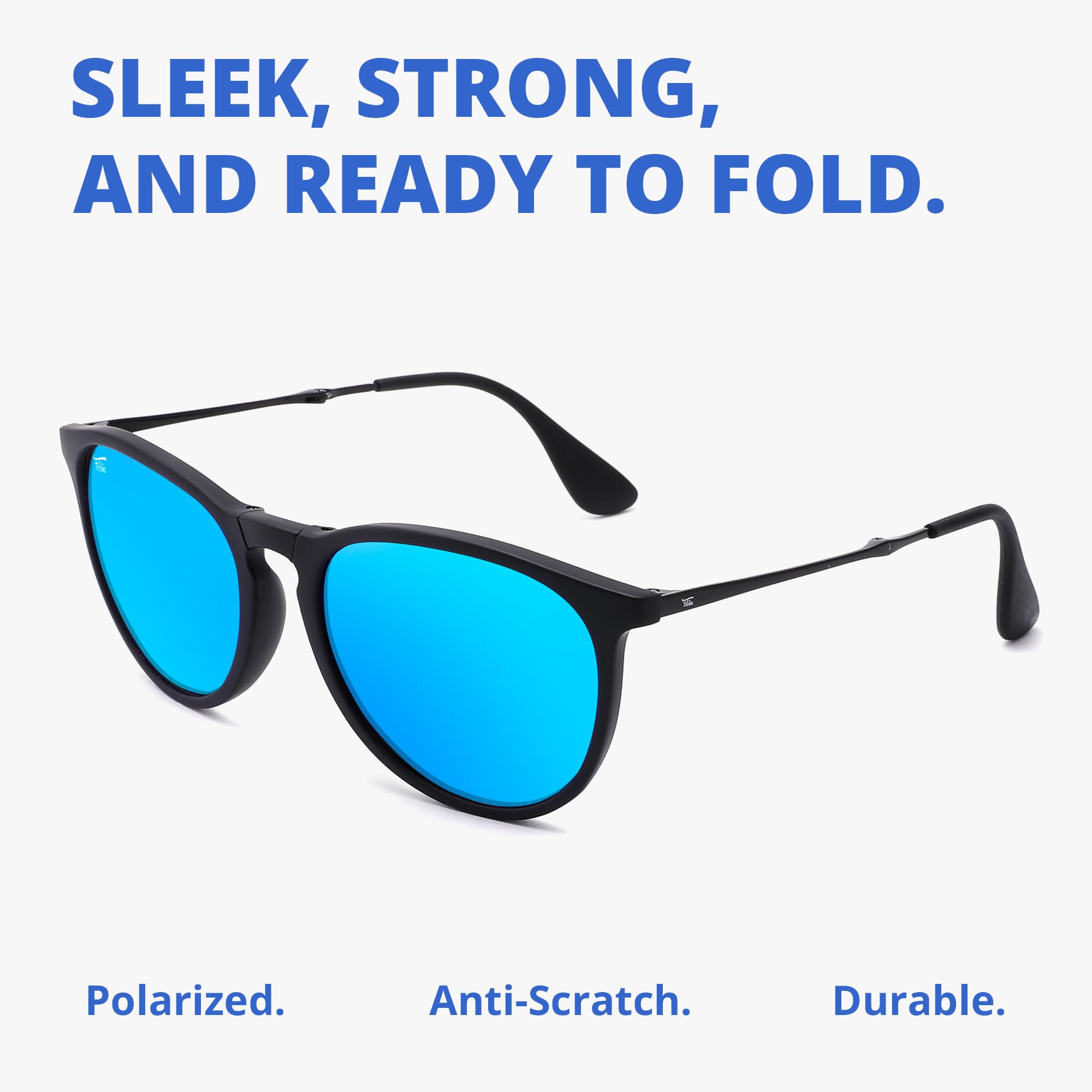 Milano Polarized Folding Sunglasses - UV400 Protection for Men & Women with Leather Case | Perfect for Travel, Driving & Outdoor Activities