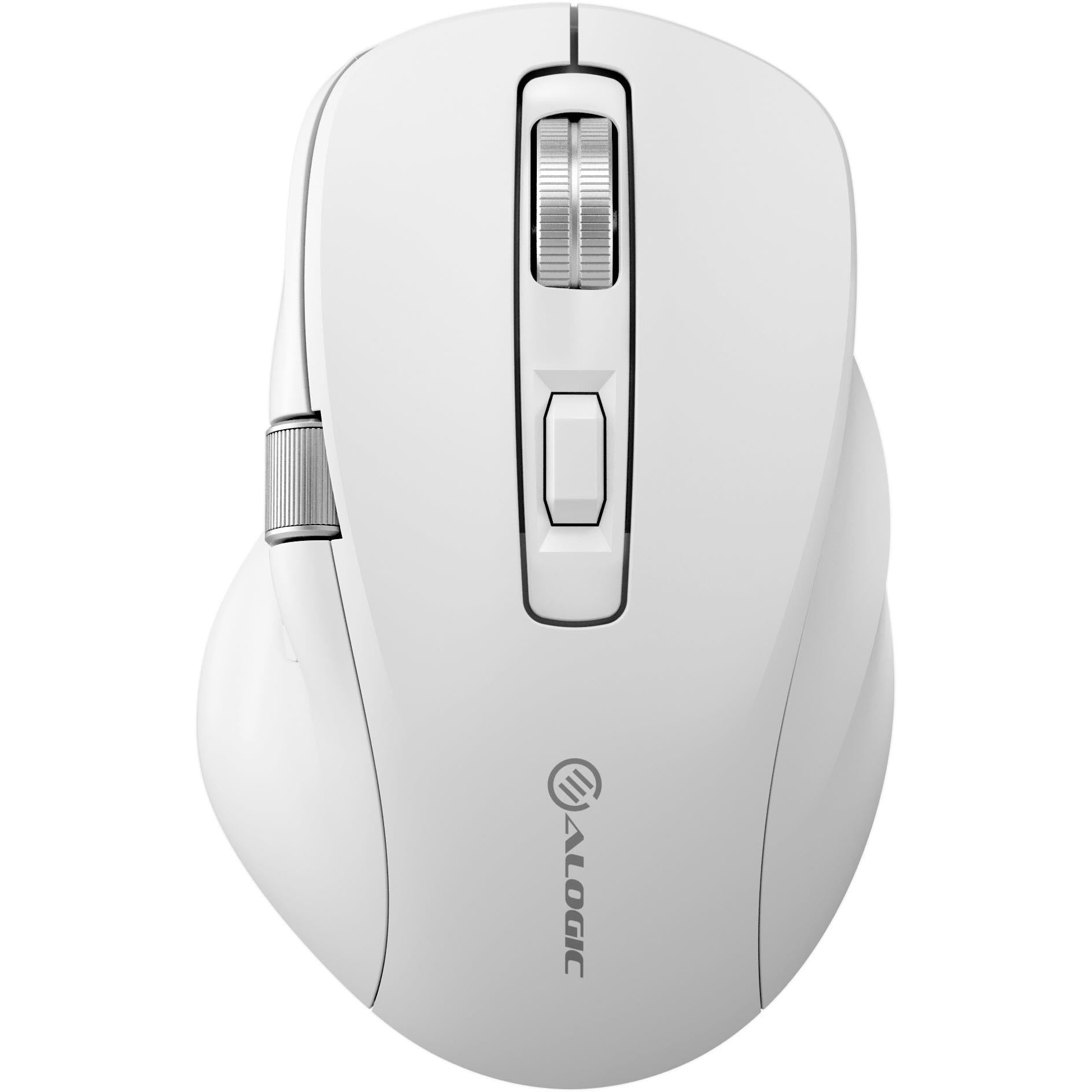 Alogic Apex Wireless Bluetooth Mouse - USB-C Rechargeable, 7 Programmable Buttons, Ergonomic Design for Mac & Windows (White) - Perfect for Office Work, Gaming & Travel
