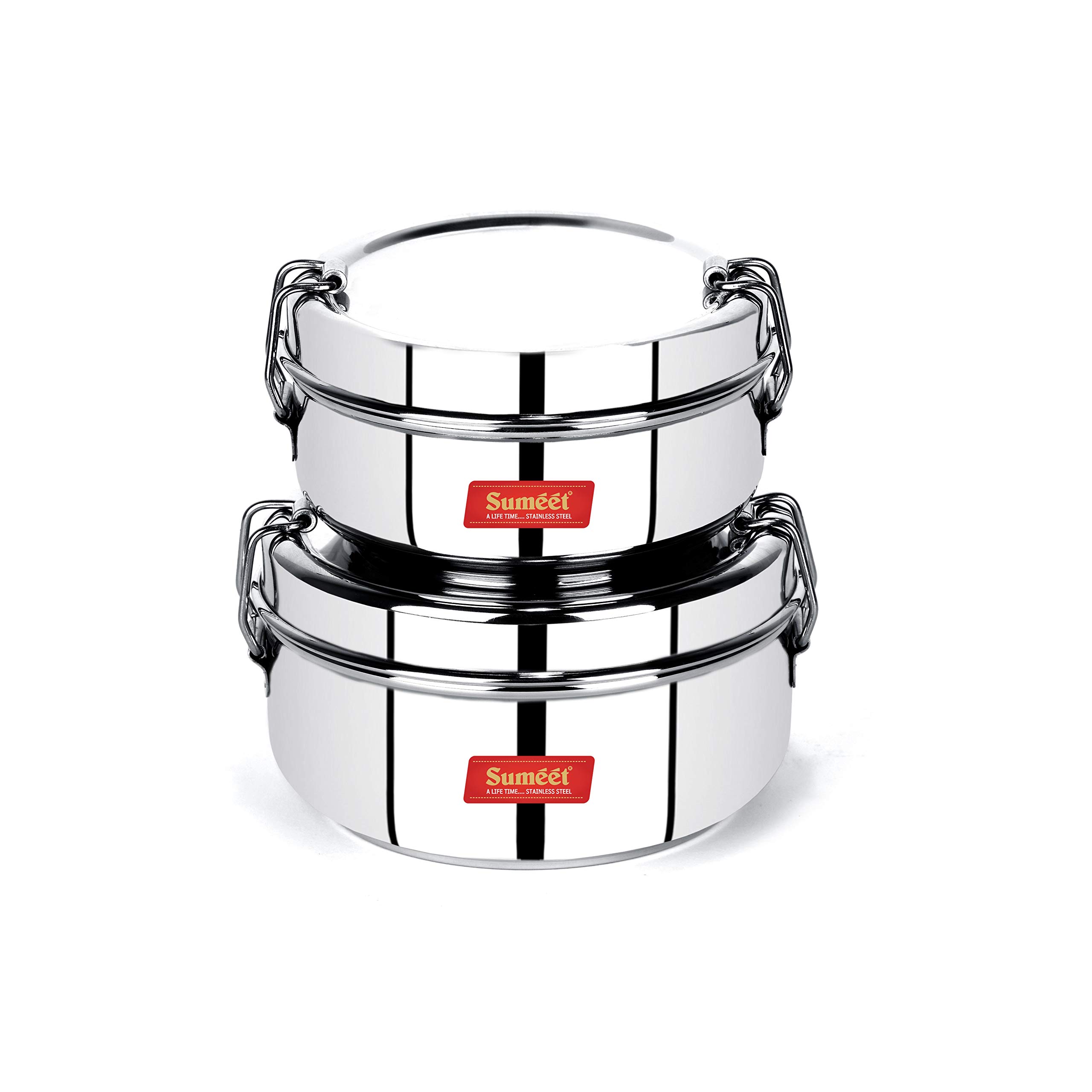 Premium Stainless Steel Lunch Box Set with Divider Plate & Locking Clip - 350ml & 500ml Bento Containers for Office, School & Picnics - Eco-Friendly Food Storage Solution