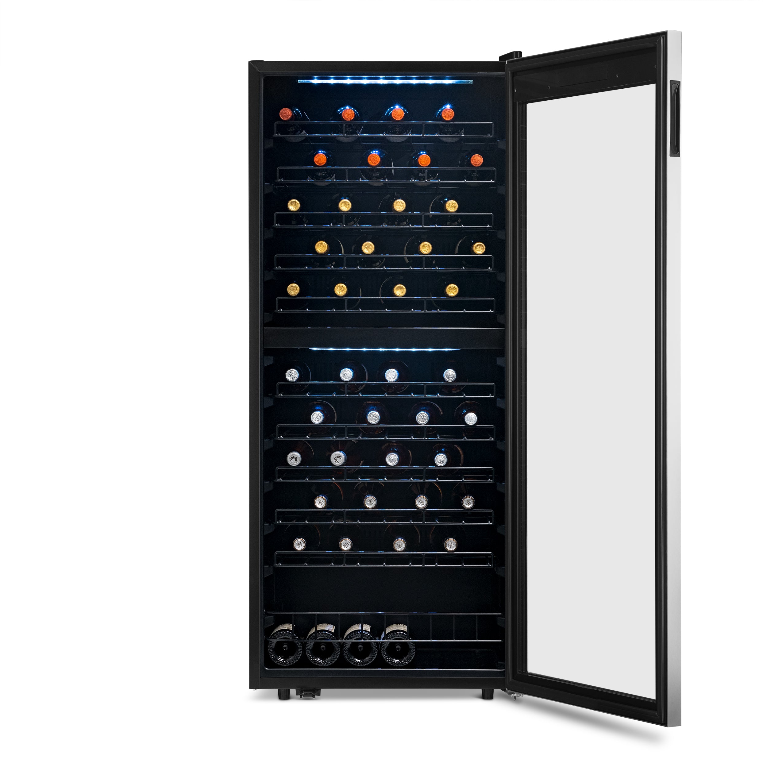 Newair® 98 Bottle 23 Inch Stainless Steel Freestanding Dual Zone Wine Cooler Refrigerator - Perfect for Home Bars, Restaurants, and Wine Cellars