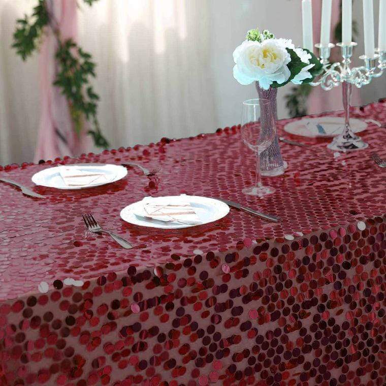 90x156 Inch Large Payette Sequin Rectangular Tablecloth - Elegant Glitter Table Cover for Wedding, Party, and Holiday Decorations