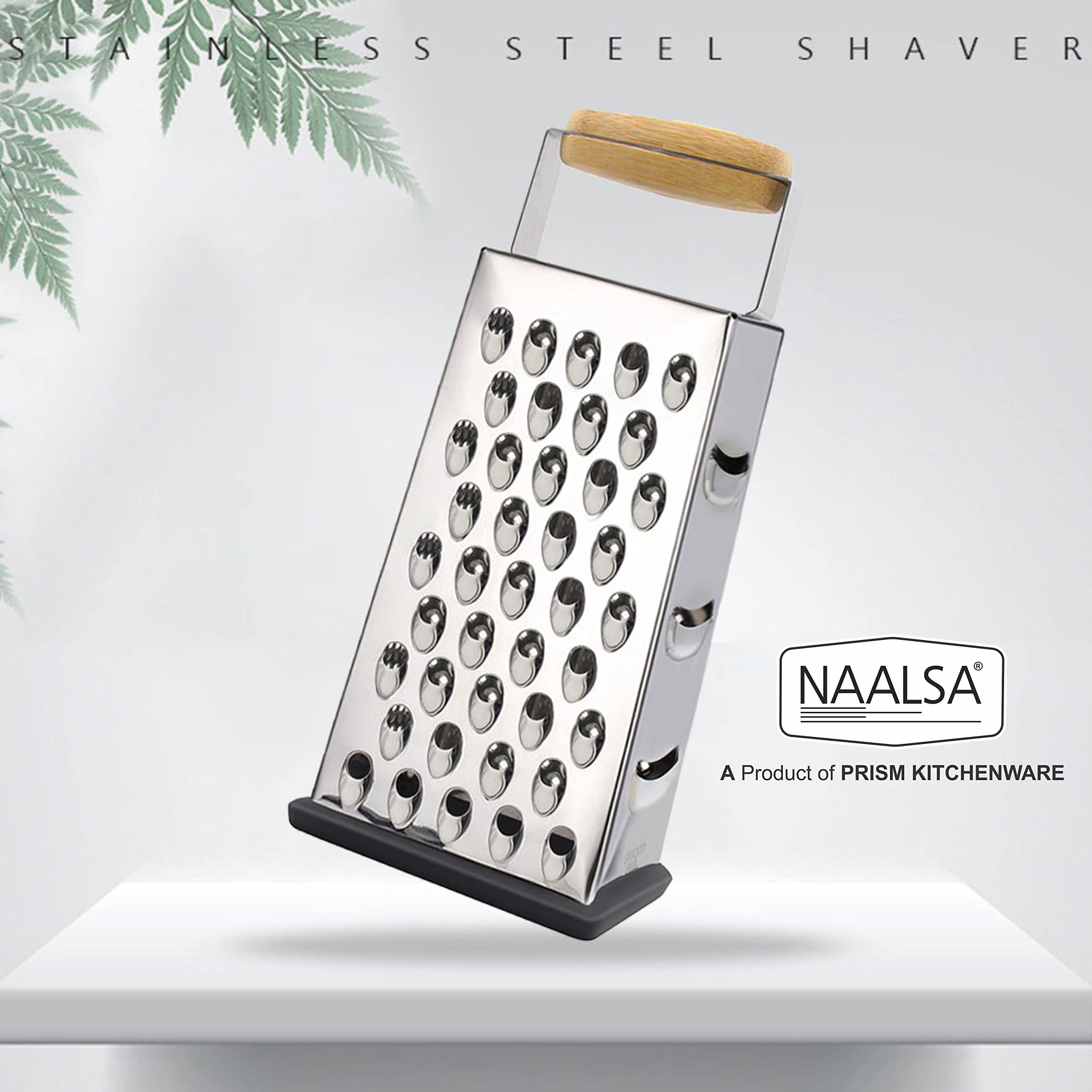 NAALSA 8-Inch Stainless Steel Professional Multi-Purpose Grater - Vegetable Chopper, Slicer, Shredder for Cheese, Carrots & More - Perfect for Meal Prep, Salads & Cooking in Home Kitchens