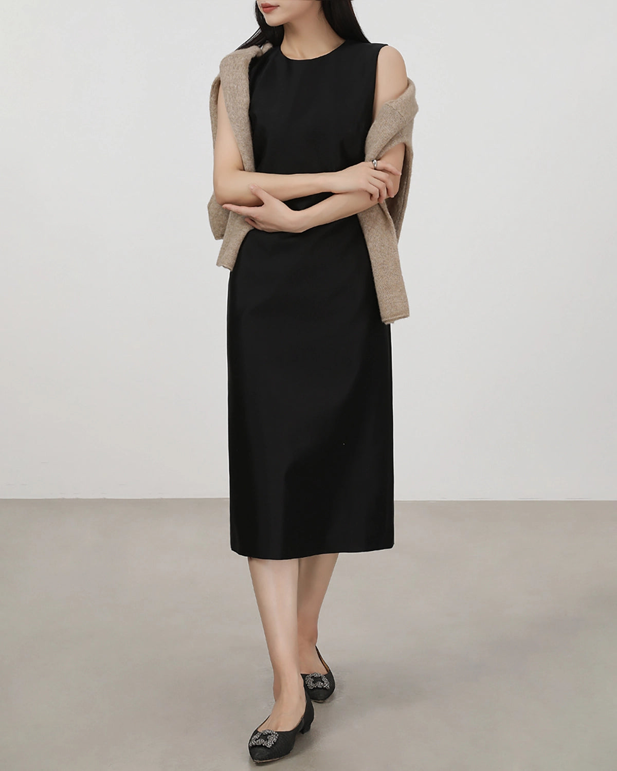 40 Momme Pure Silk Sleeveless Midi Dress for Women - Elegant Summer Wedding Guest Dress & Cocktail Party Attire