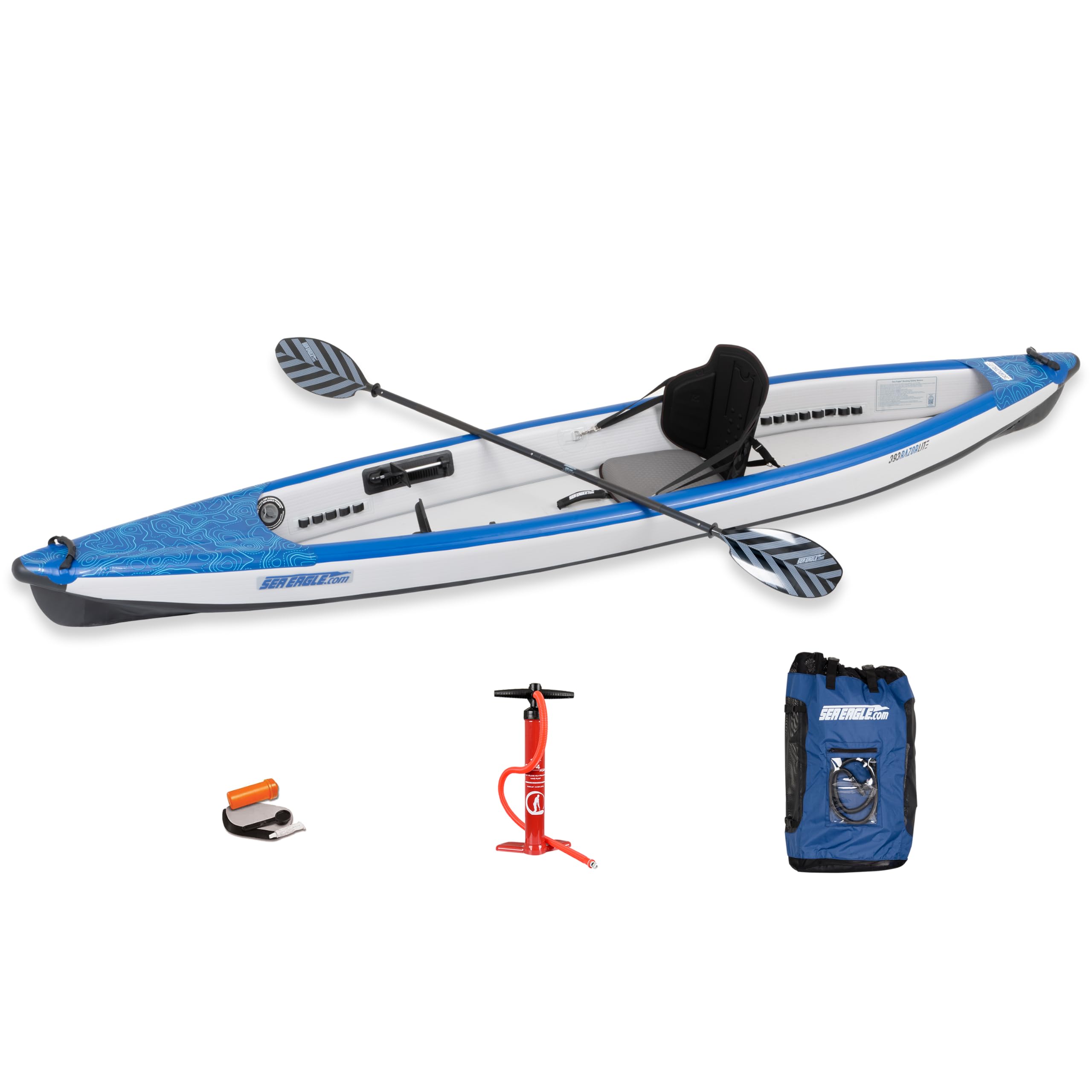 Sea Eagle RazorLite Inflatable Kayak - Lightweight Drop Stitch Touring Kayak for High Speed Performance | Solo or Tandem Use with Tall Back Seats | Includes Paddles, Backpack, Skeg & Pump | Perfect for Lakes, Rivers & Coastal Adventures