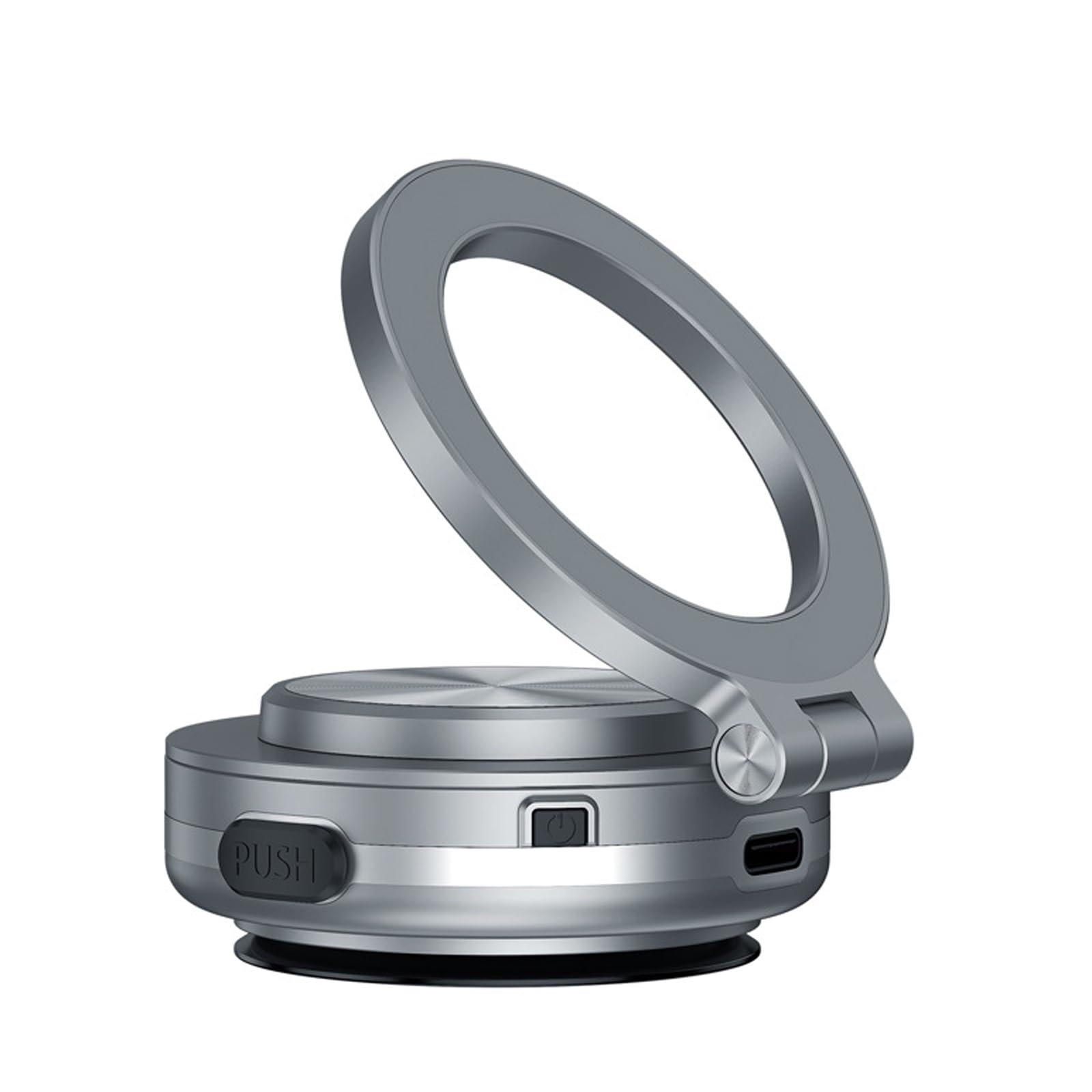 360° Rotatable Electric Vacuum Magnetic Car Phone Mount Holder - Strong Suction Cup & Foldable Design for iPhone, Samsung, GPS - Perfect for Driving, Navigation, Rideshare & Road Trips (Silver)