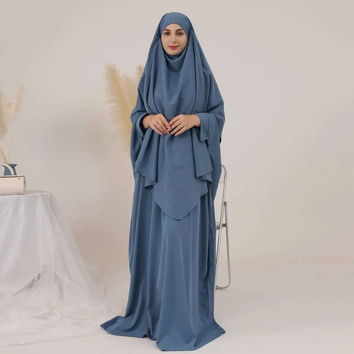 2-Piece Muslim Prayer Dress Set - Jilbab Abaya with Khimar Scarf | Modest Islamic Clothing for Women | Perfect for Salah, Mosque & Daily Wear