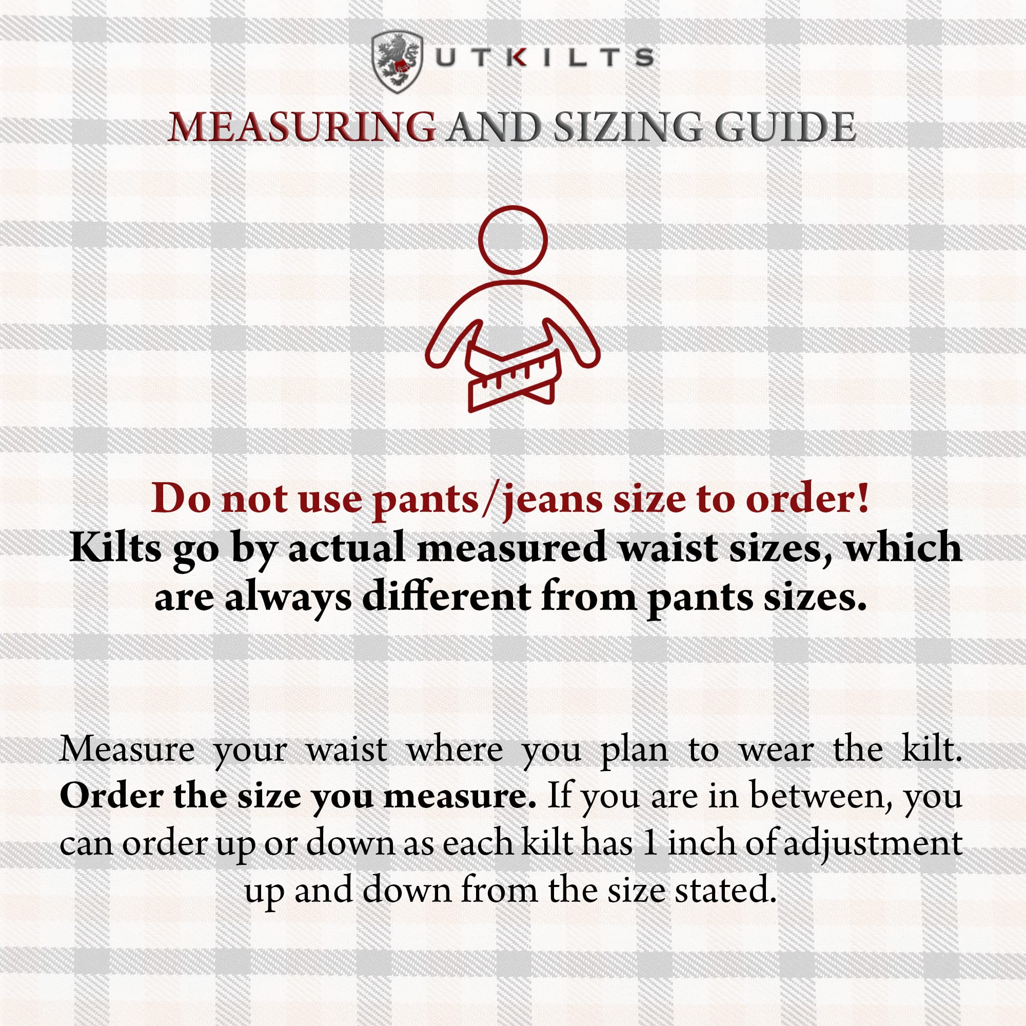 UT Kilts Men's Standard Tartan Utility Kilt - Adjustable Hip Straps | Modern Scottish Tactical Kilt for Everyday Wear | Perfect for Highland Games, Renaissance Fairs & Casual Outfits