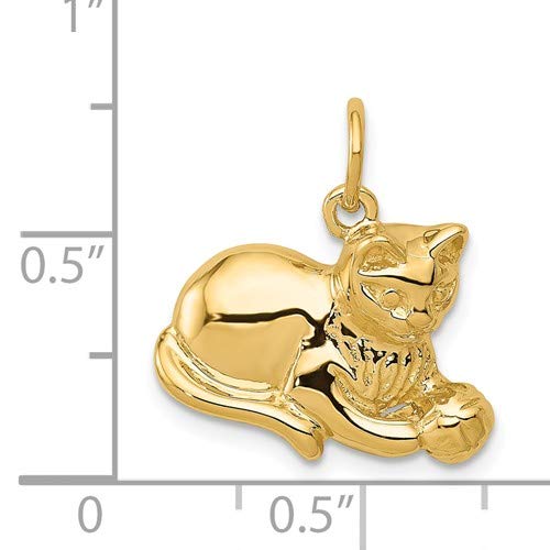 14K Yellow Gold Cat Charm Pendant Necklace - Elegant & Dainty Jewelry for Women - Perfect Gift for Cat Lovers, Birthdays & Anniversaries - Wear Daily or for Special Occasions