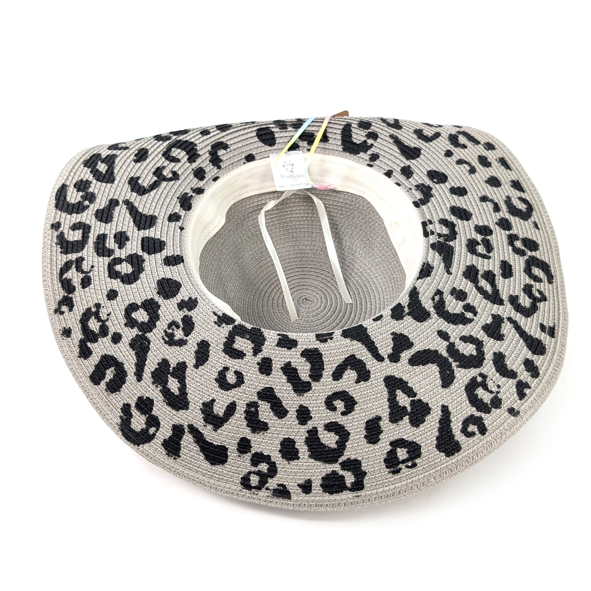 Foldable Animal Print Sun Hat for Women - Adjustable 57cm Wide Brim UPF 50+ Sun Protection - Perfect for Beach, Travel & Outdoor Activities (Grey)