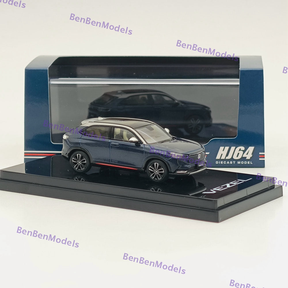 1/64 Scale Hobby Japan VEZEL e:HEV PLaY Midnight Blue Beam Metallic Diecast Car Model HJ642071BL - Perfect for Collectors, Display & Racing Scenes