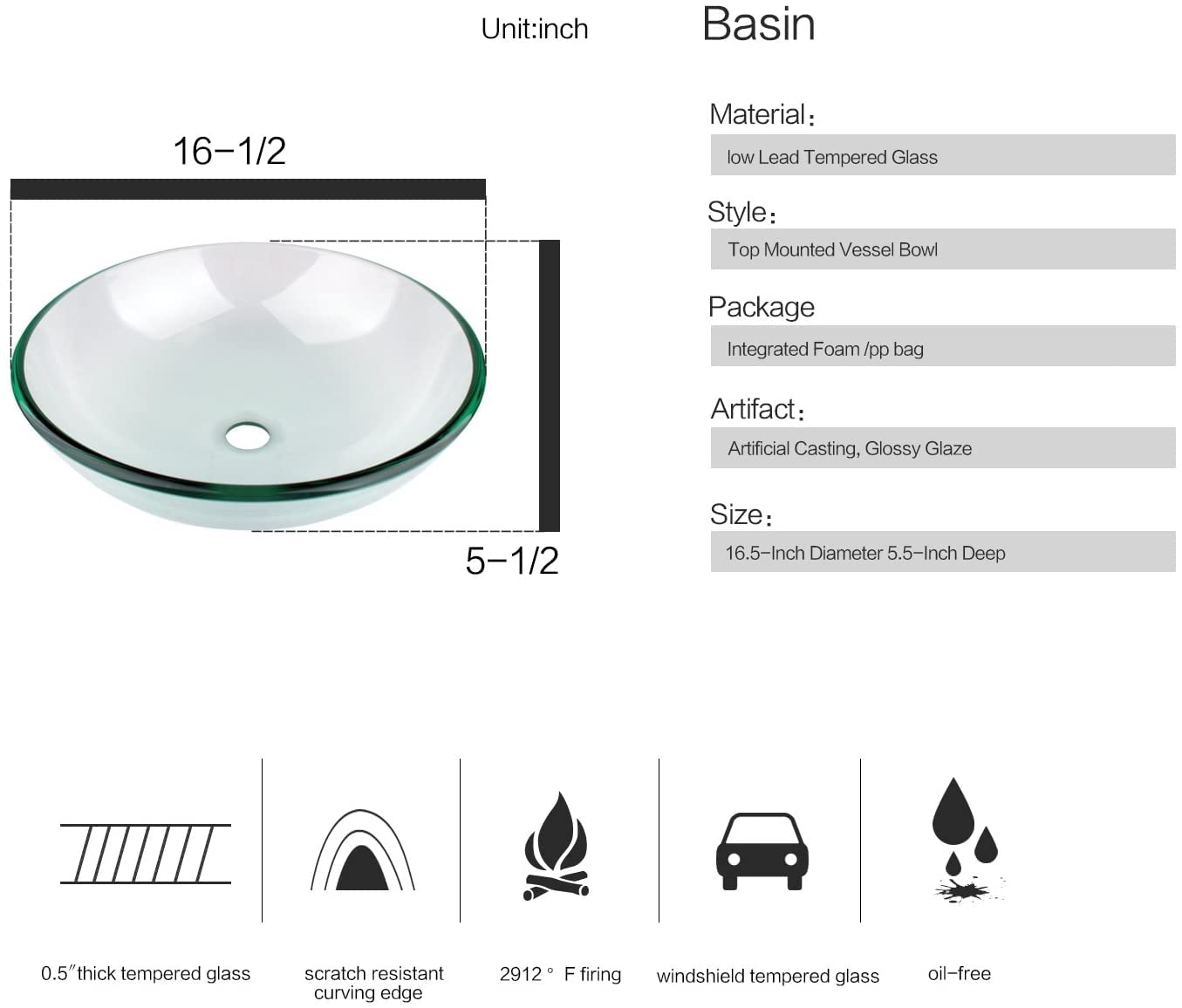 ARTETHYS 24 Inch Traditional Bathroom Vanity Set with Tempered Glass Vessel Sink, MDF Cabinet & Faucet - Complete Bathroom Sink Combo with Pop-up Drain for Modern Home Decor | Perfect for Small Bathrooms, Powder Rooms & Guest Suites