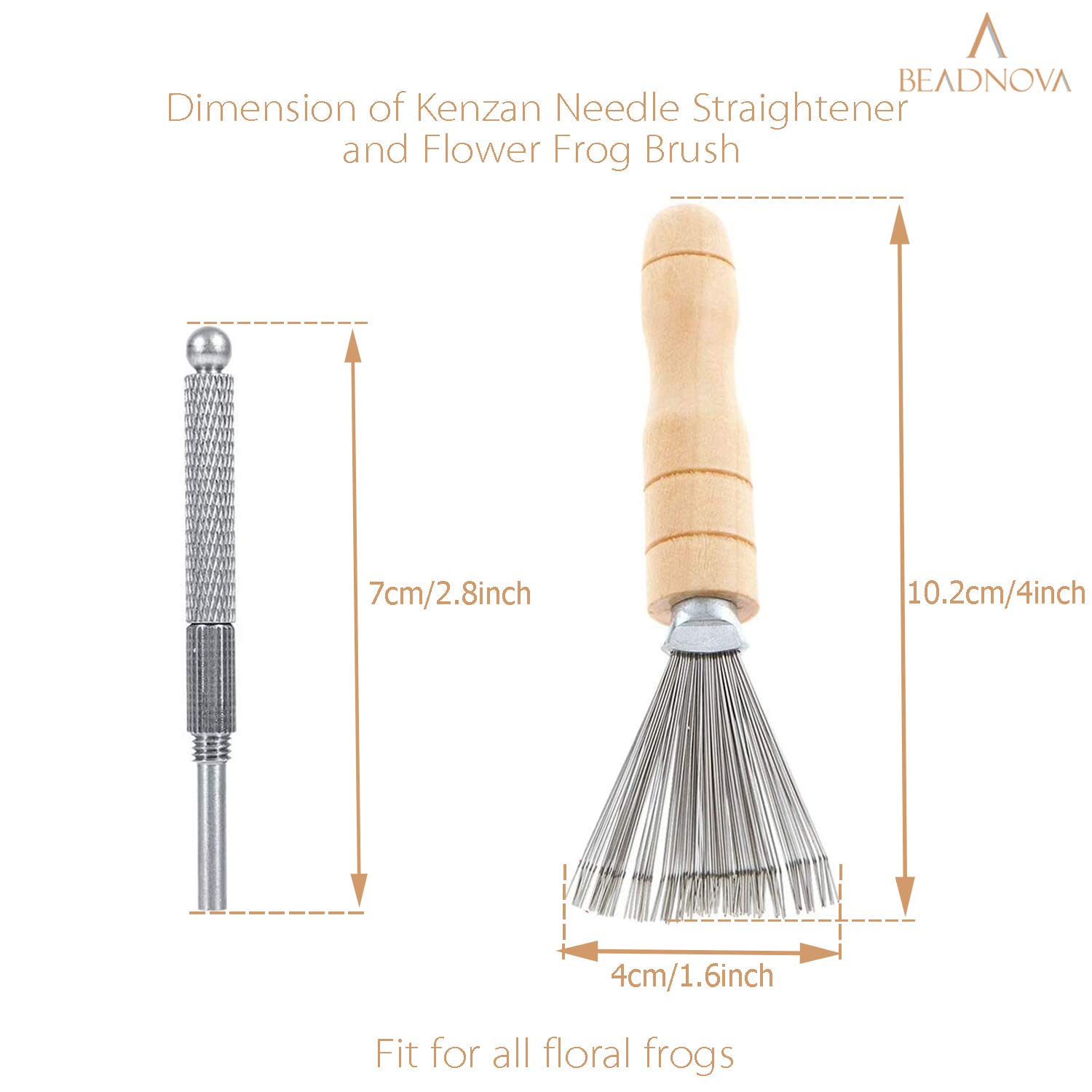 BEADNOVA Kenzan Flower Frog Needle Straightener - Ikebana Floral Tool Set with Pin Straightener & Cleaning Brush - Perfect for Flower Arranging, Hair Comb Cleaning, and DIY Craft Projects