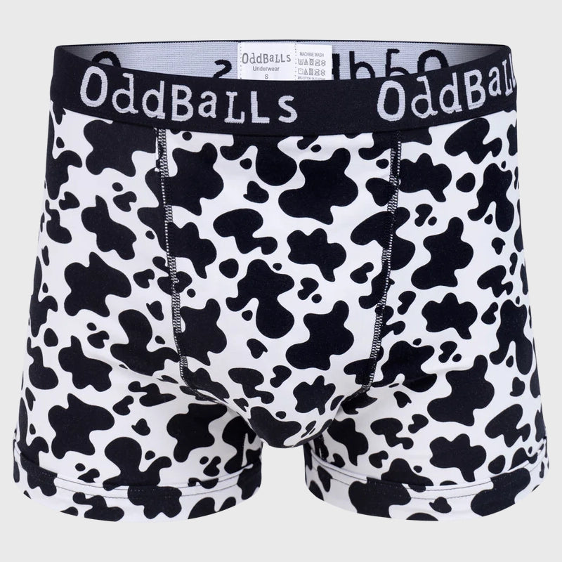 OddBalls Fat Cow Boxer Shorts - Funny Cow Print Men's Underwear | Comfortable Cotton Boxers for Casual Wear & Lounge