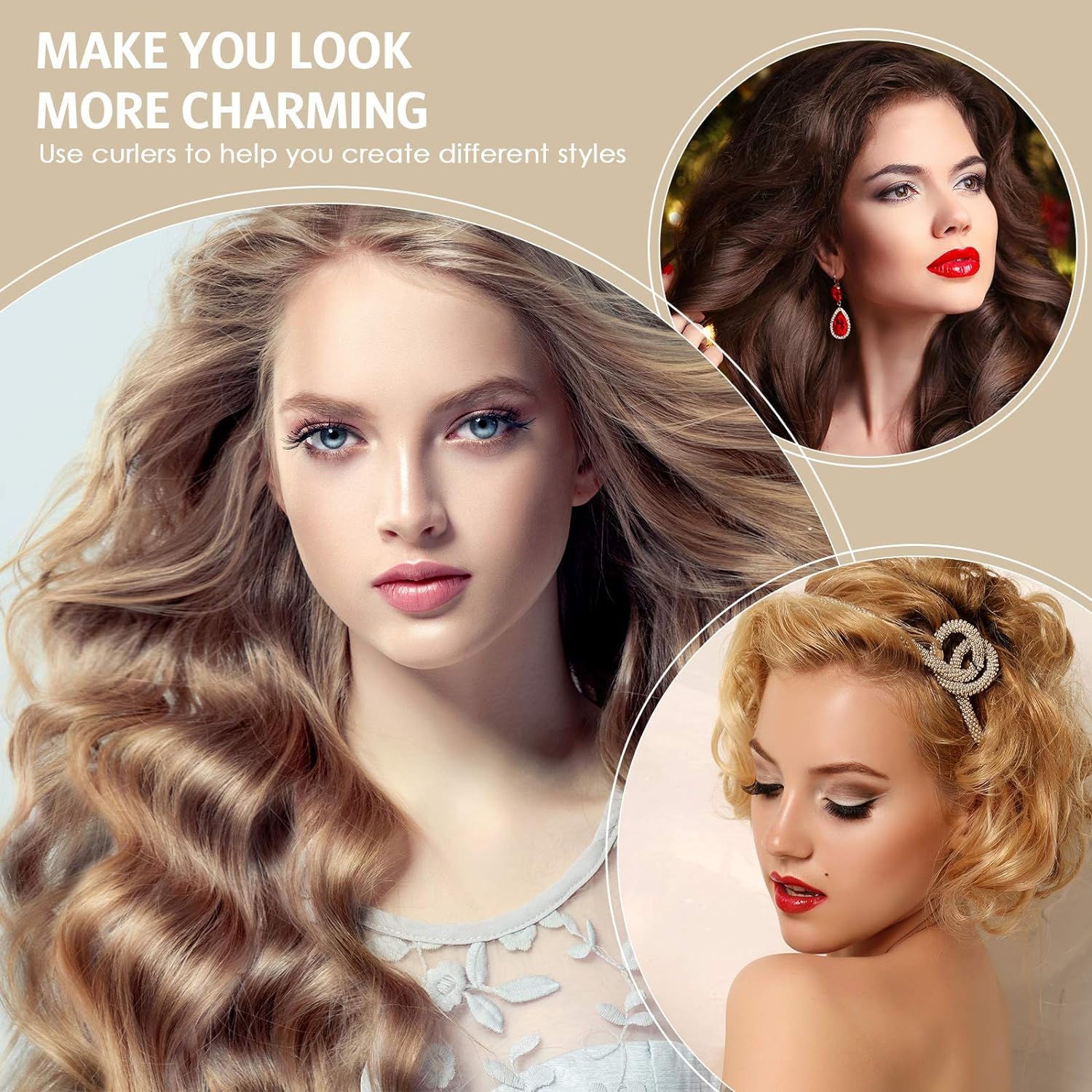 Blue Plastic Hair Rollers for Curling - Soft & Heat Resistant Hair Curlers for Salon-Quality Styling at Home or Travel