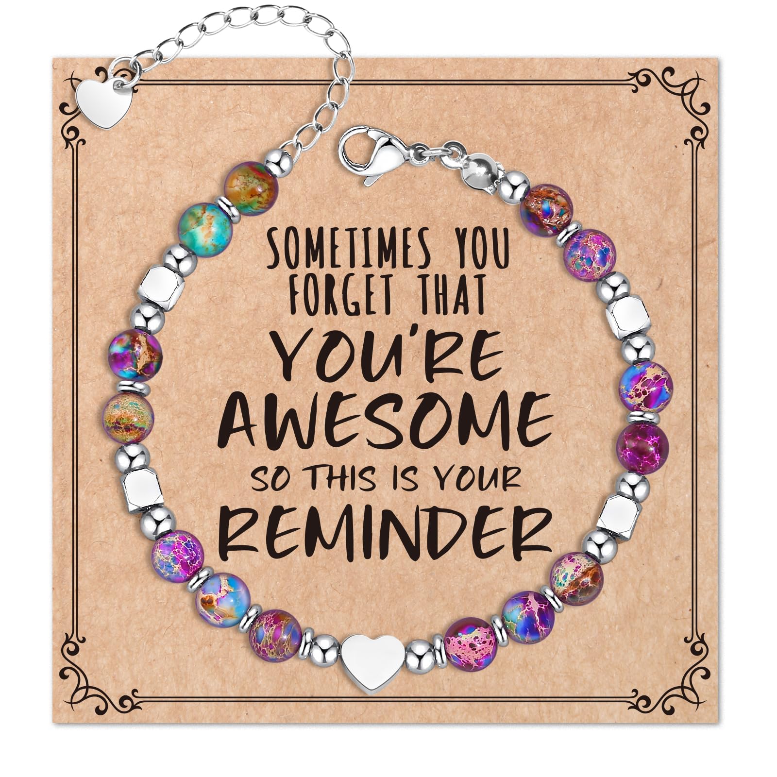 Stylish Beaded Bracelets for Women & Teen Girls - 'Sometimes You Forget You're Awesome' Inspirational Jewelry - Perfect Mother's Day, Birthday Gifts for Mom, Wife, Daughter, Sister & Best Friends - Great for Everyday Wear, Special Occasions & Self-Confidence Boosting