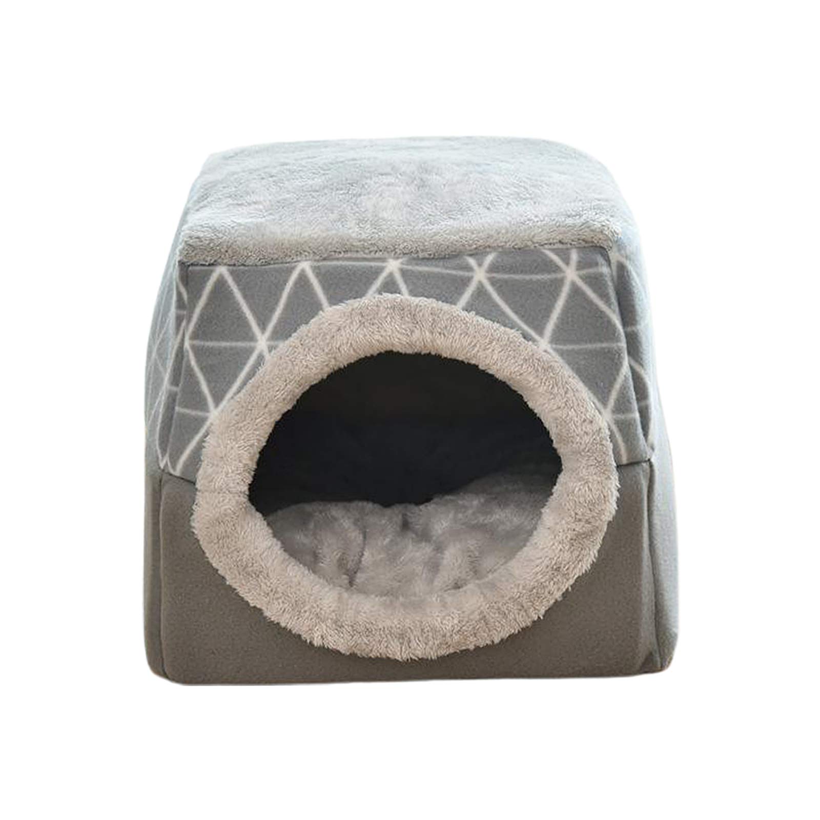 Flameer 2-in-1 Cat House & Condo for Indoor Cats - Washable Pet Bed, Cat Cave & Tent with Removable Cover - Gray Small Cat Bed for Kittens & Adult Cats - Perfect for Living Room, Bedroom & Apartment Use
