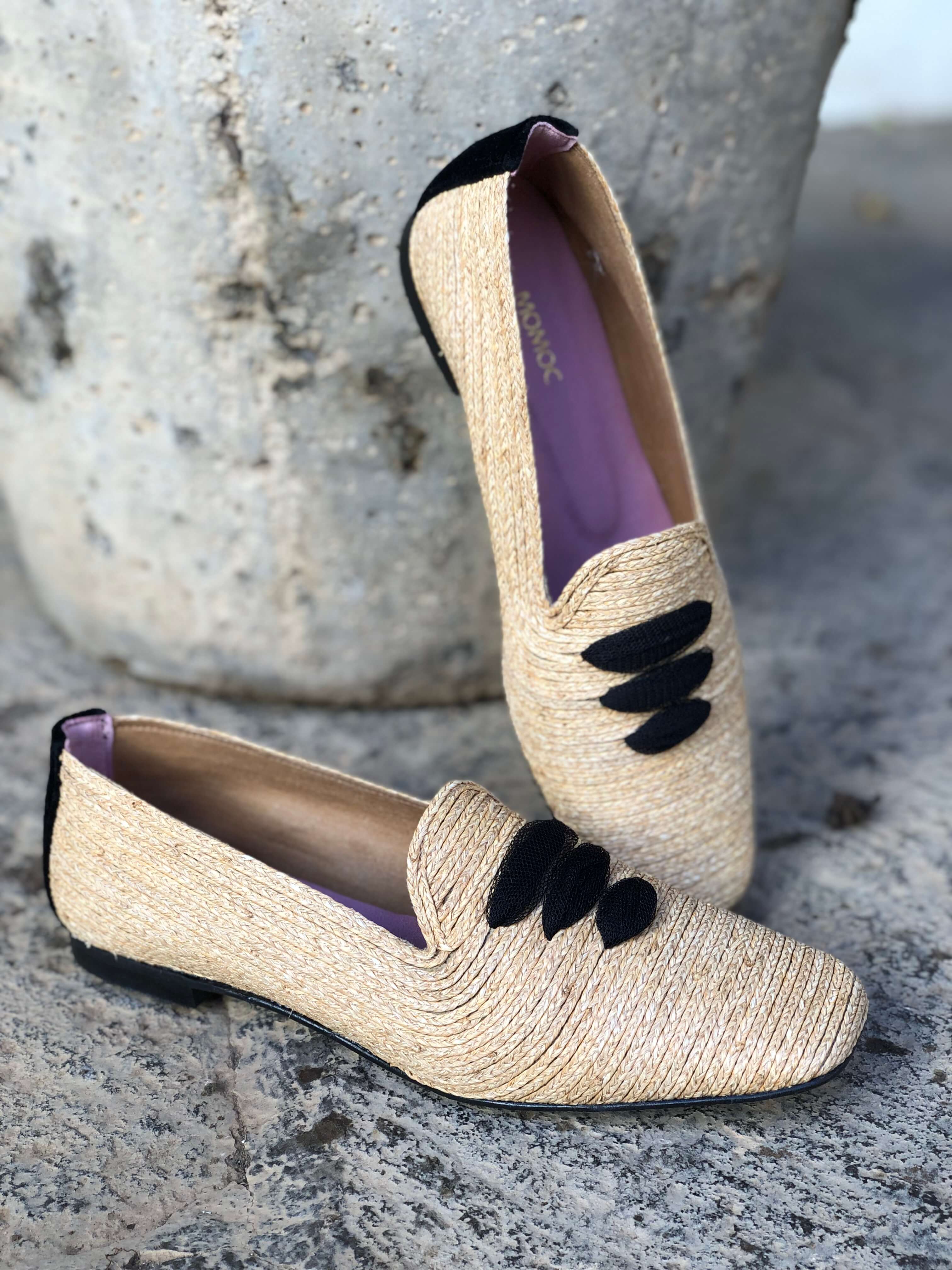 Casablanca Raffia Vegan Moccasins for Women - Comfortable Beige Summer Slip-On Shoes | Perfect for Beach, Vacation & Casual Outfits