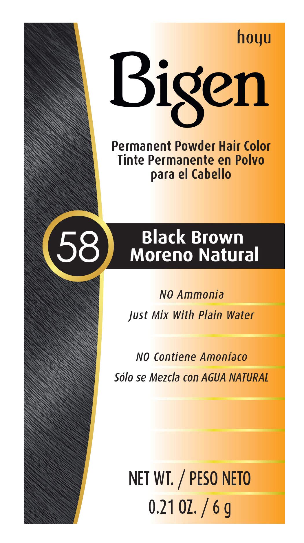 Bigen Permanent Hair Color Powder #58 Black Brown - 12 Pack | Long-Lasting Natural-Looking Hair Dye for Men & Women | Perfect for At-Home Hair Coloring & Touch-Ups