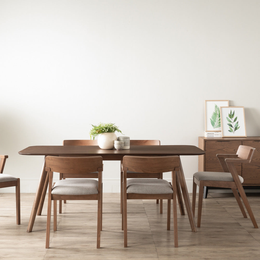 Premium 180cm Solid Walnut Dining Table - RODEN Classic Wooden Table for Dining Room, Kitchen, and Family Gatherings