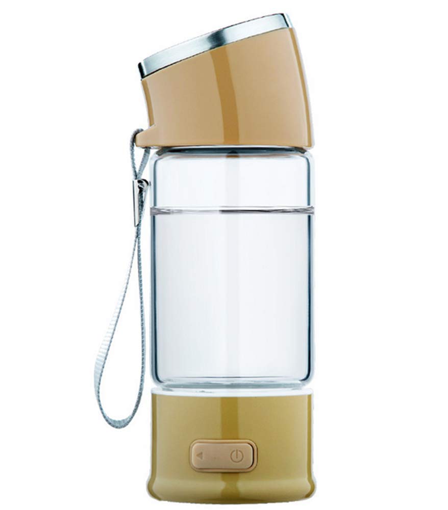 Premium HEN'GMF Glass Hydrogen Water Bottle with SPE PEM Technology - 300ml Portable Hydrogen Generator for Health & Wellness (White, Black, Pink, Brown) - Perfect for Gym, Travel, Office & Daily Hydration