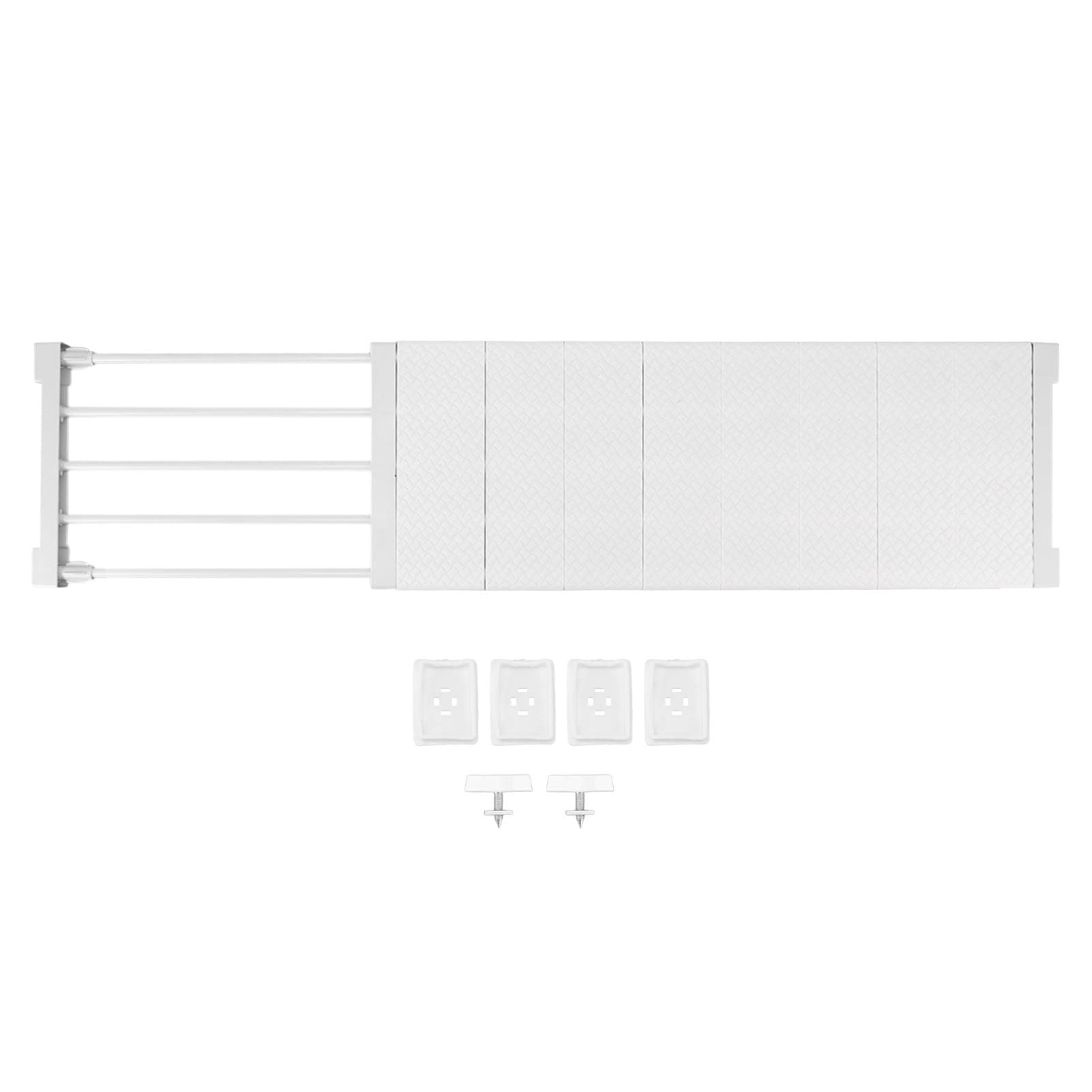Expandable Closet Organizer - Adjustable Tension Shelf & Rod Storage Rack (29.5-47.2 Inches) for Wardrobe, Cabinet, Kitchen & Bathroom - Space Saving DIY Divider for Home Organization