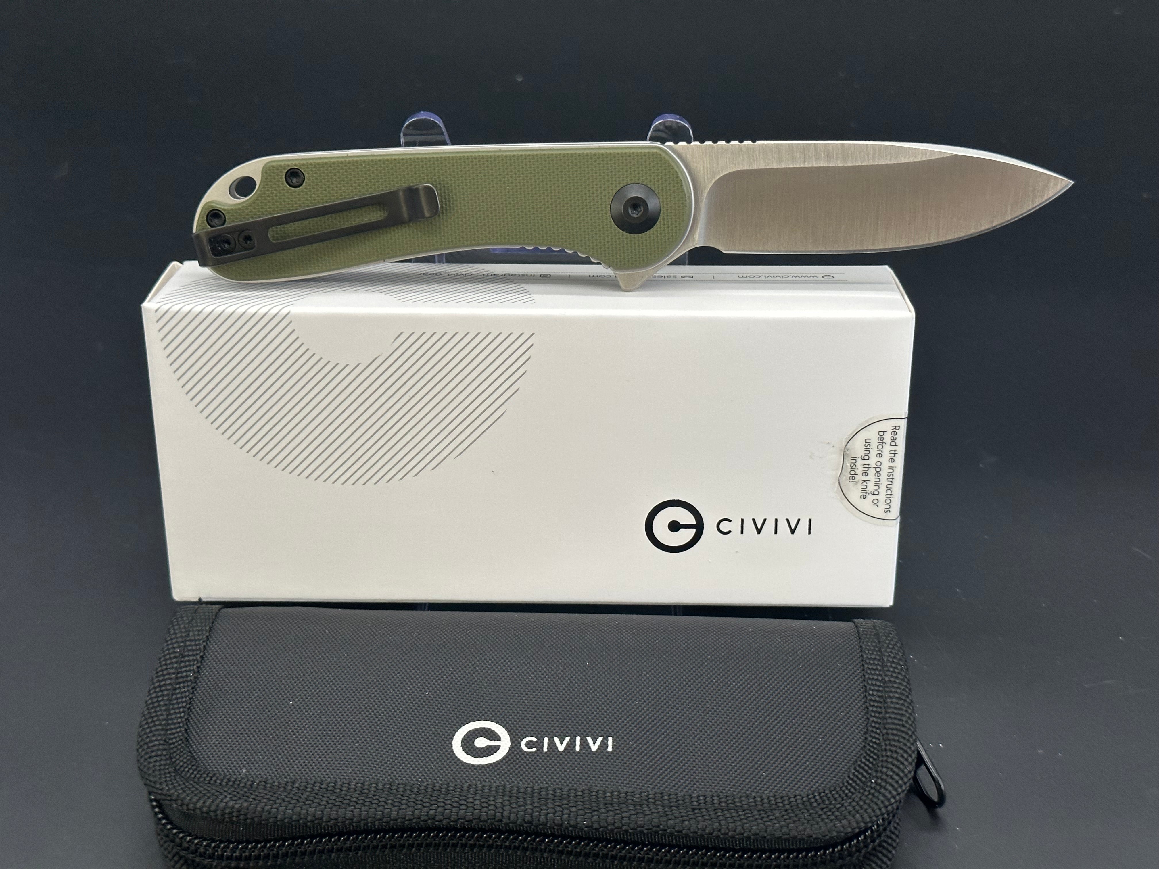 CIVIVI Elementum Folding Knife - Green G10 Handle, D2 Steel Blade - EDC Pocket Knife for Outdoor, Camping, and Everyday Carry