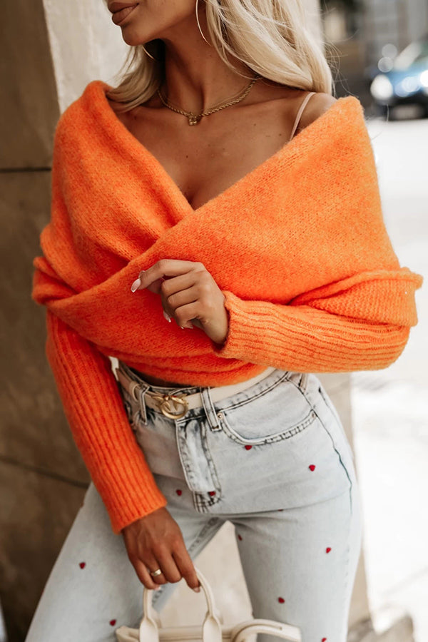Cozy Two-Way Knit Off-Shoulder Relaxed Poncho Sweater - Perfect for Fall Layering & Casual Outings