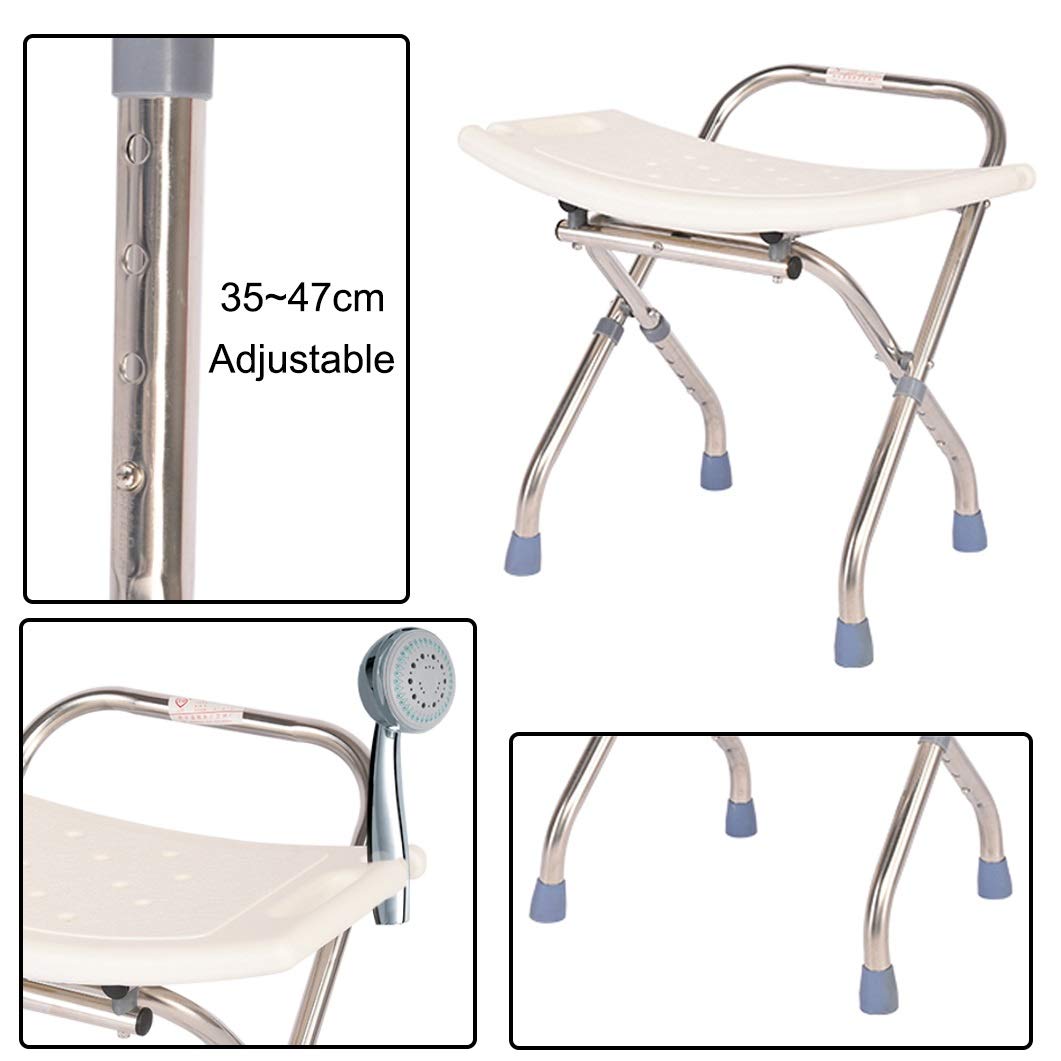 Foldable Shower Chair for Elderly & Disabled - Adjustable Height Bath Bench with Anti-Slip Feet | 330lb Weight Capacity | Safe Bathroom Stool for Seniors, Spa & Shower Use | Ideal for Assisted Living & Home Care