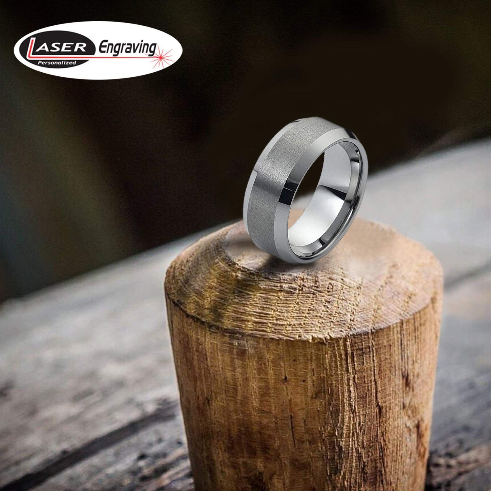 Personalized Tungsten Wedding Rings for Couples - Laser Engraved, 10mm Brushed Finish, Perfect for Anniversaries