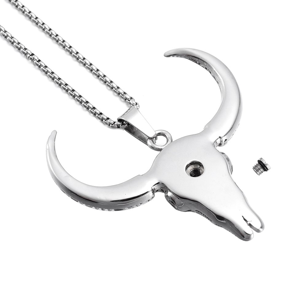 Personalized Ox-Head Stainless Steel Cremation Jewelry for Men - Memorial Keepsake for Ashes - Perfect for Grieving, Remembrance & Special Occasions